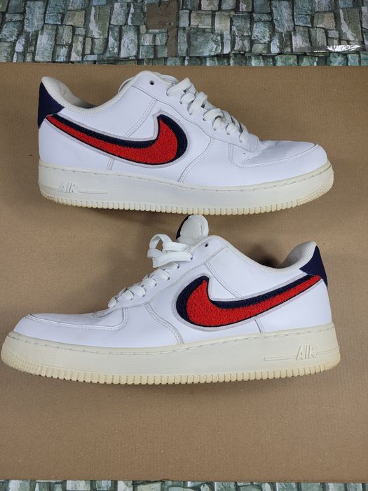 Nike Air Force 1 Low 3D Chenille Swoosh White Red Blue Men's - 823511-106 -  US