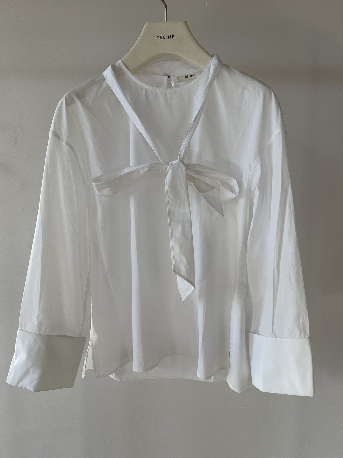 Celine Céline by Phoebe Philo White Blouse With Bow Size 38 Size S / US 4 / IT 40 - 1 Thumbnail