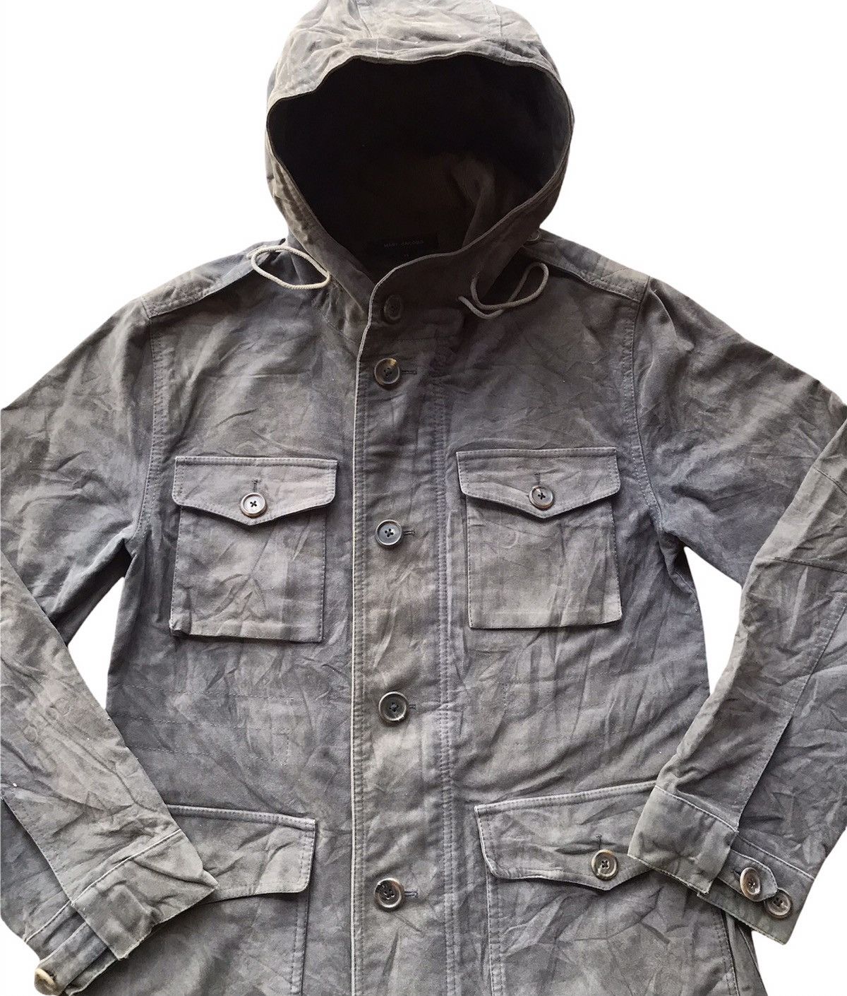 Marc Jacobs MARC JACOBS Distressed Washed Field Jacket Hooded Parka Coat Size US S / EU 44-46 / 1 - 4 Thumbnail