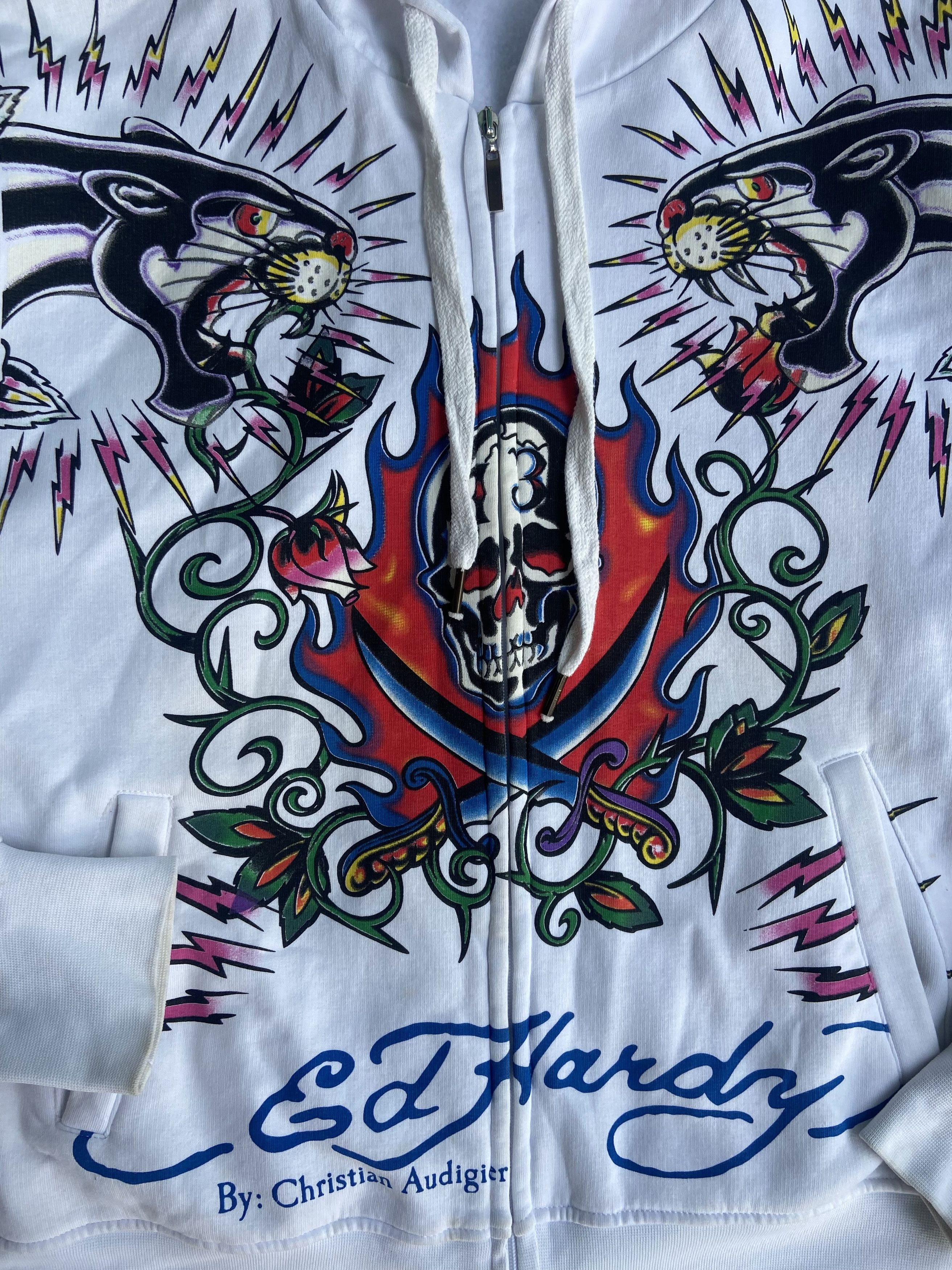Christian Audigier Vintage Ed Hardy Zip Up Hoodie Size US L / EU 52-54 / 3 - 6 Thumbnail