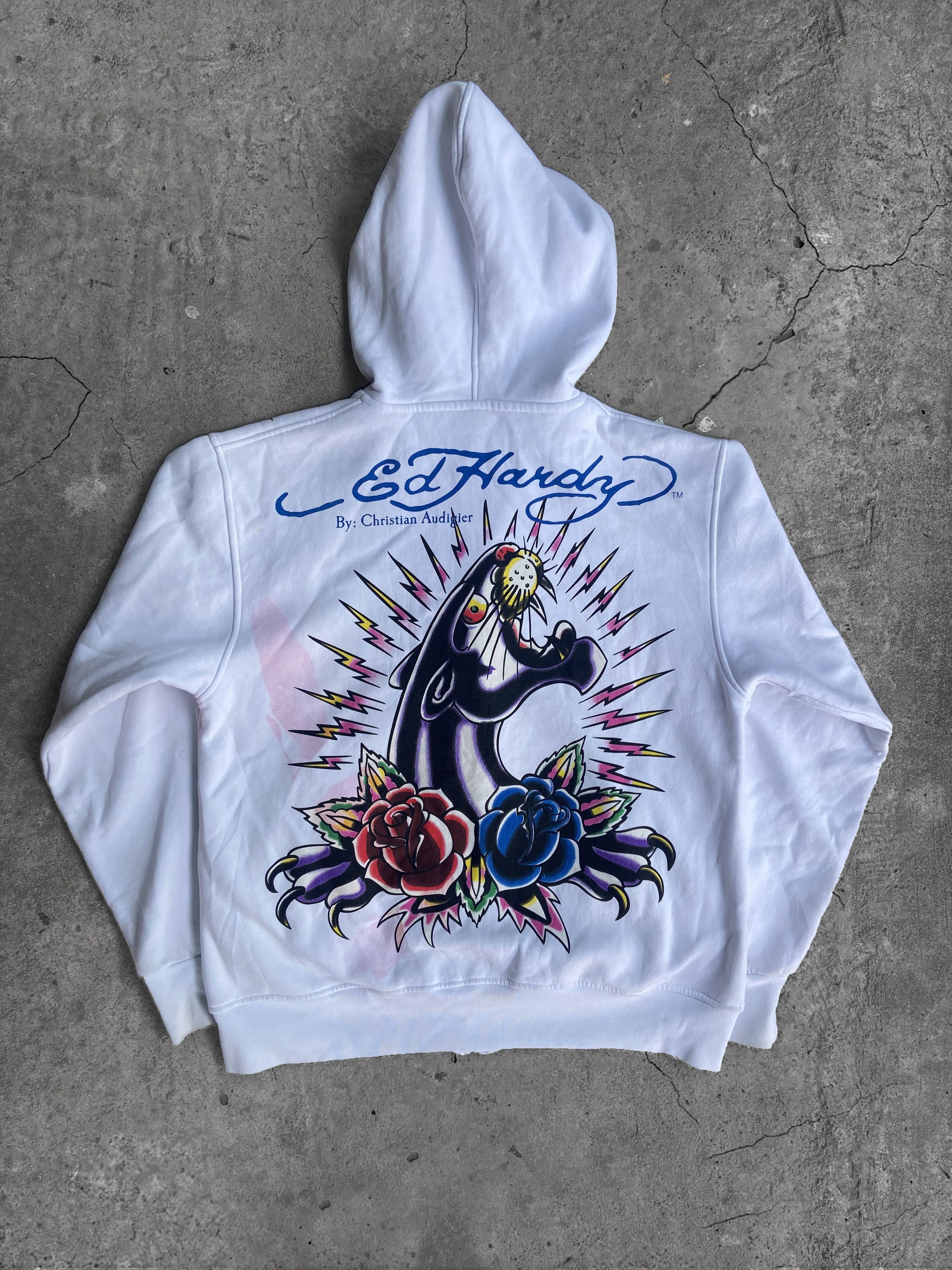 Christian Audigier Vintage Ed Hardy Zip Up Hoodie Size US L / EU 52-54 / 3 - 2 Thumbnail