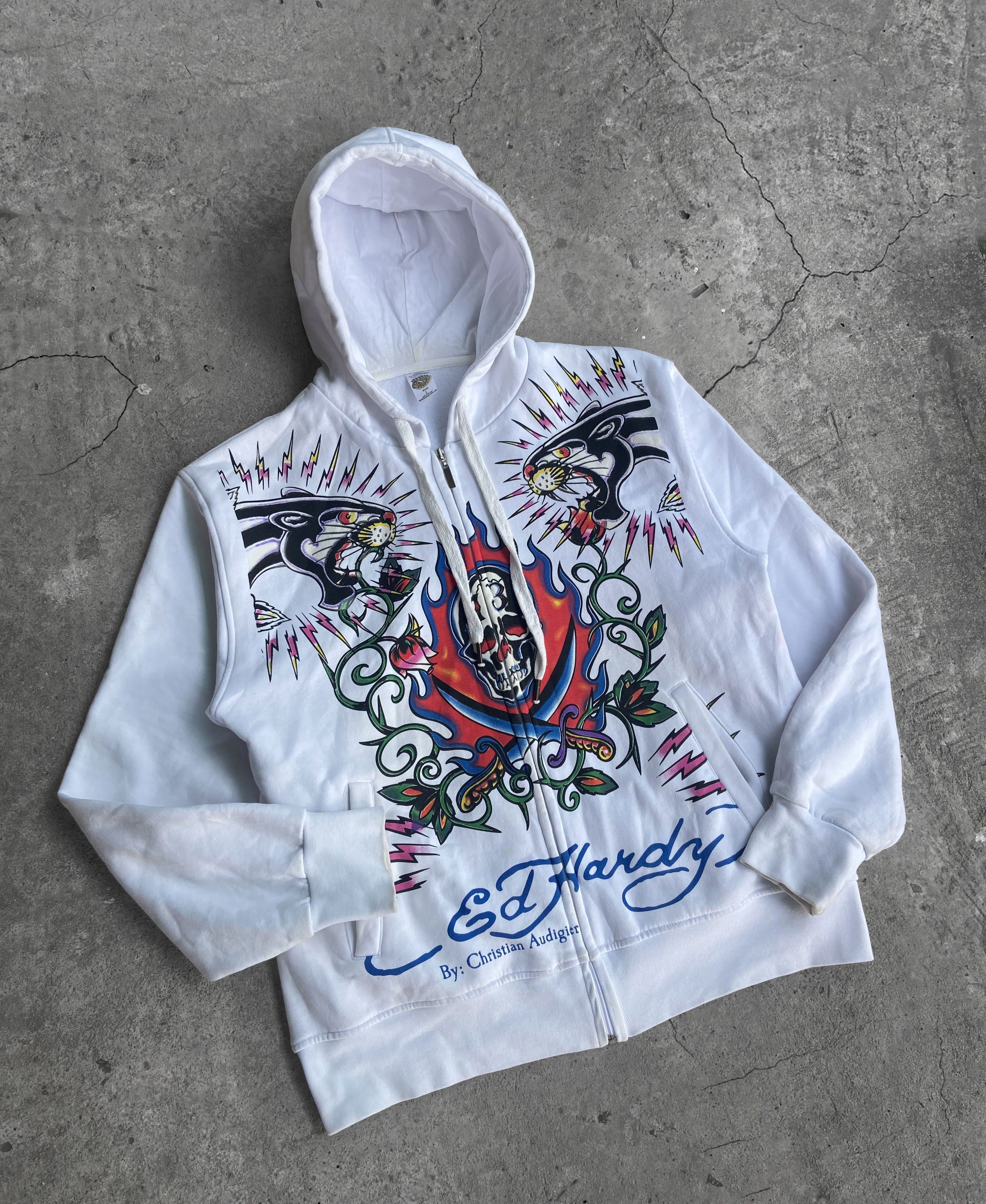 Christian Audigier Vintage Ed Hardy Zip Up Hoodie Size US L / EU 52-54 / 3 - 5 Thumbnail