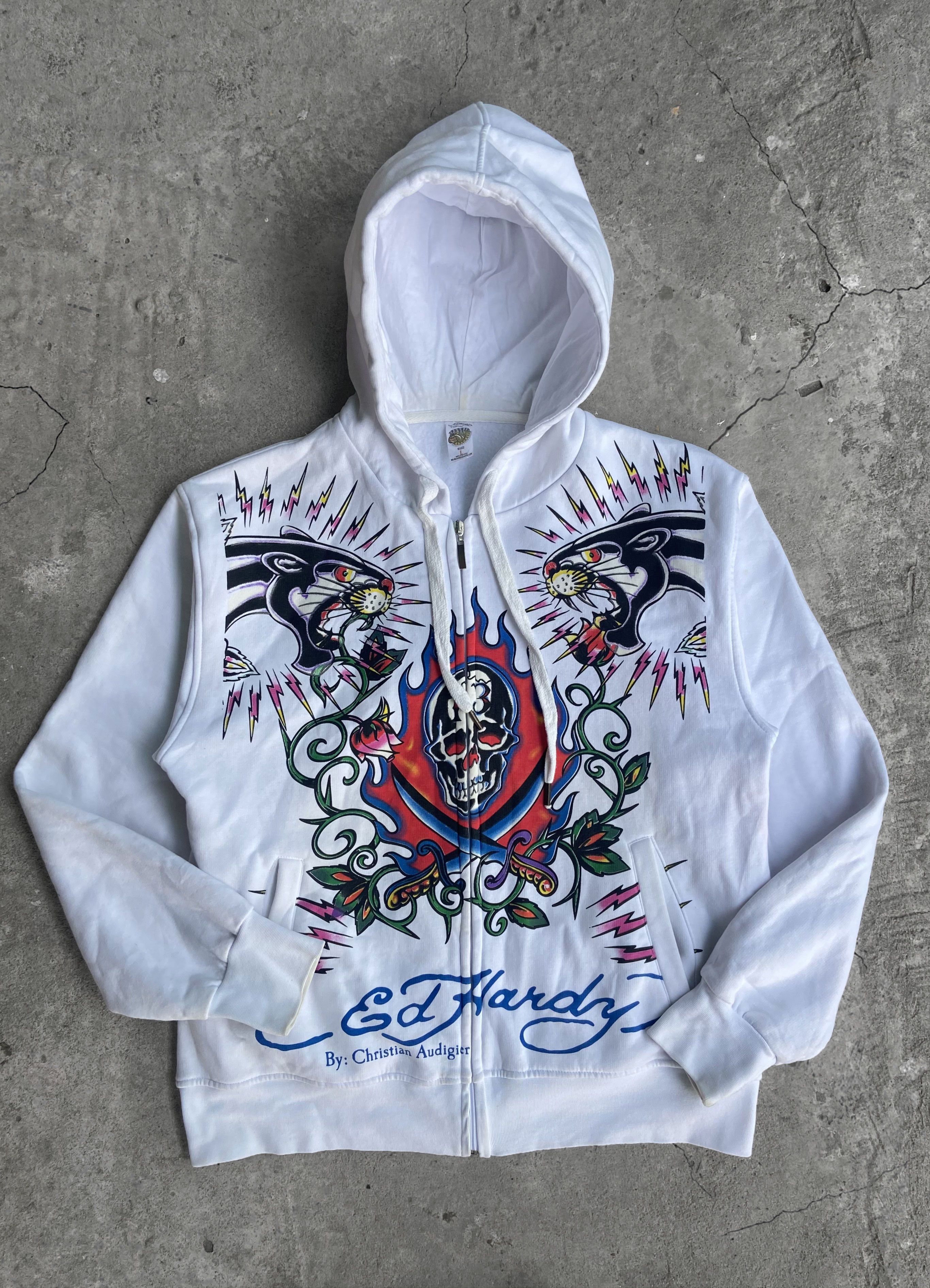 Christian Audigier Vintage Ed Hardy Zip Up Hoodie Size US L / EU 52-54 / 3 - 3 Thumbnail