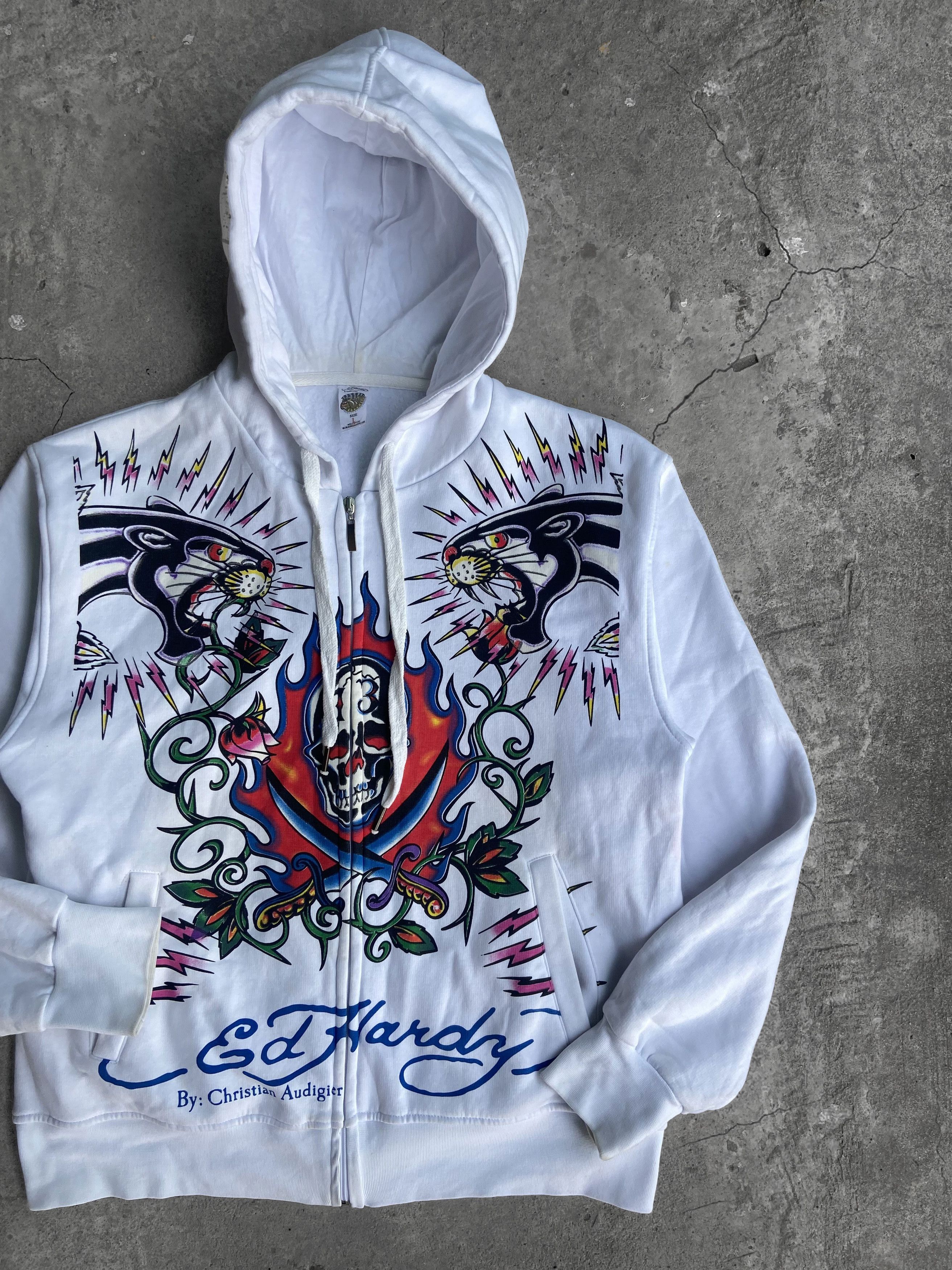Christian Audigier Vintage Ed Hardy Zip Up Hoodie Size US L / EU 52-54 / 3 - 1 Thumbnail
