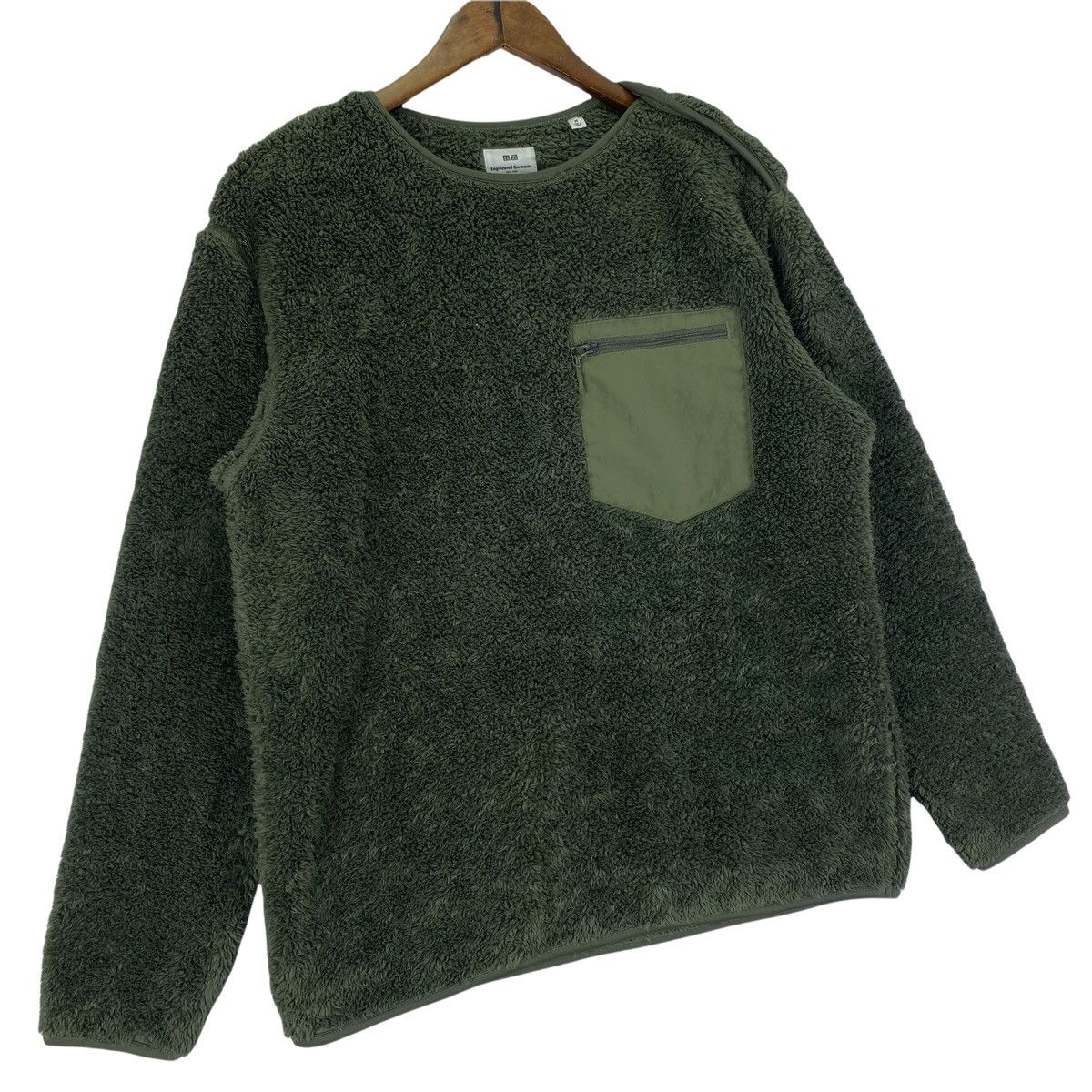 Engineered Garments Uniqlo Collaboration Fleece Pullover Sweater Green Army Made outlet In China Size M