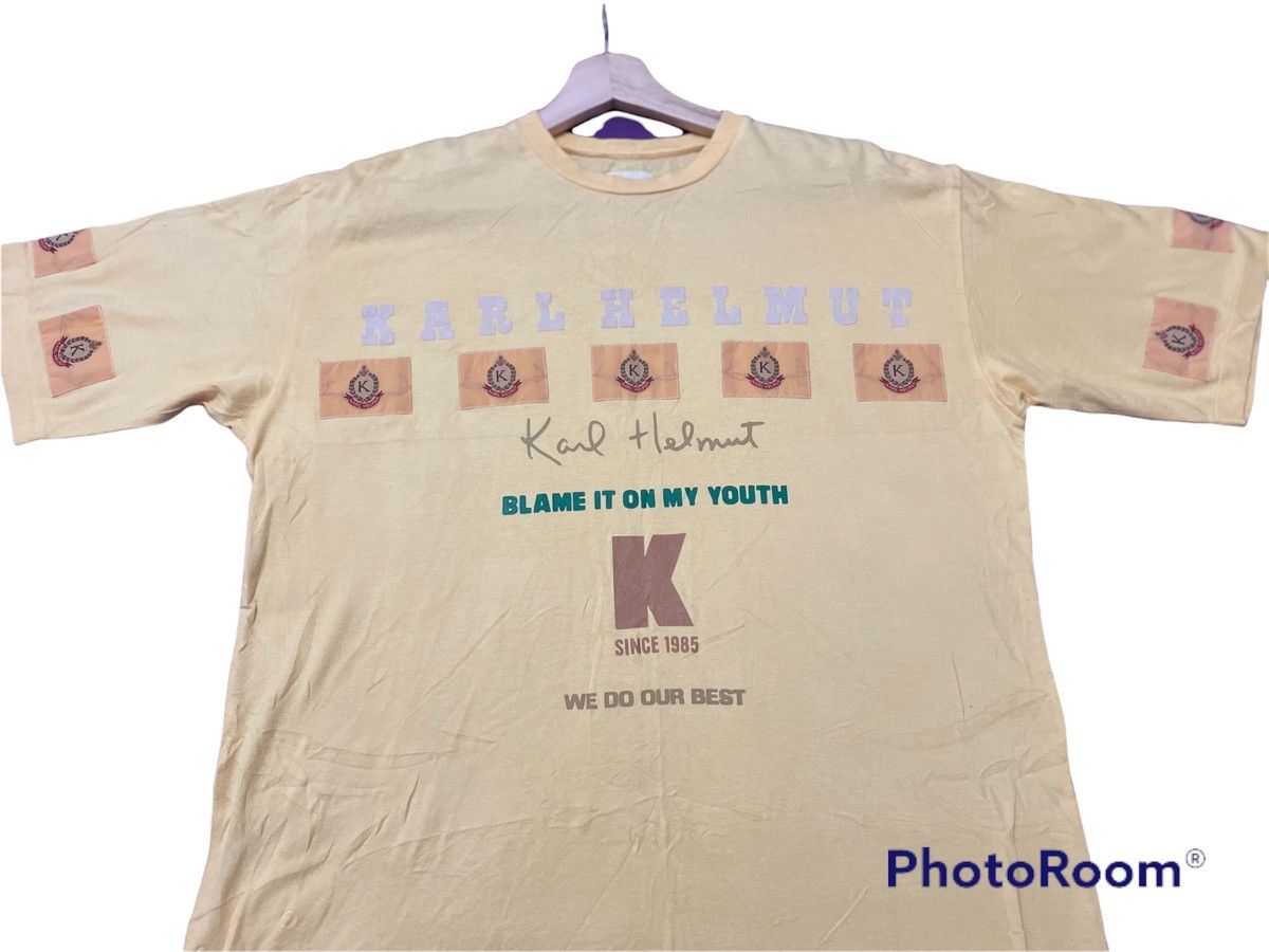 Japanese Brand × Karl Helmut × Vintage Rare Karl Helmut Spell Out Big Logo Patch Work Size US L / EU 52-54 / 3 - 1 Thumbnail