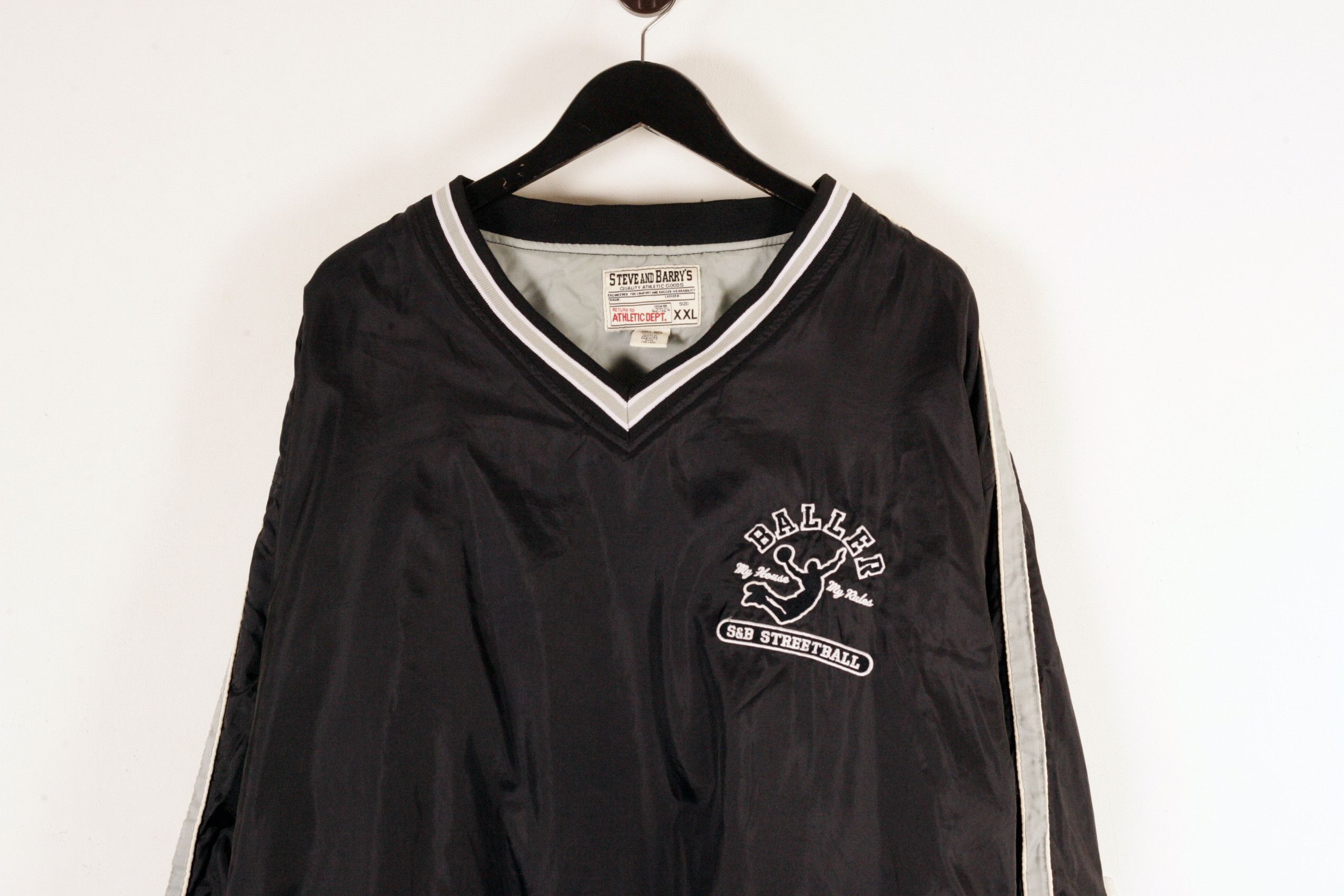 Steve And Barrys × Vintage Stripe Sleeve Nylon Pullover Jacket Hip Hop Streetwear 2XL Size US XXL / EU 58 / 5 - 2 Thumbnail
