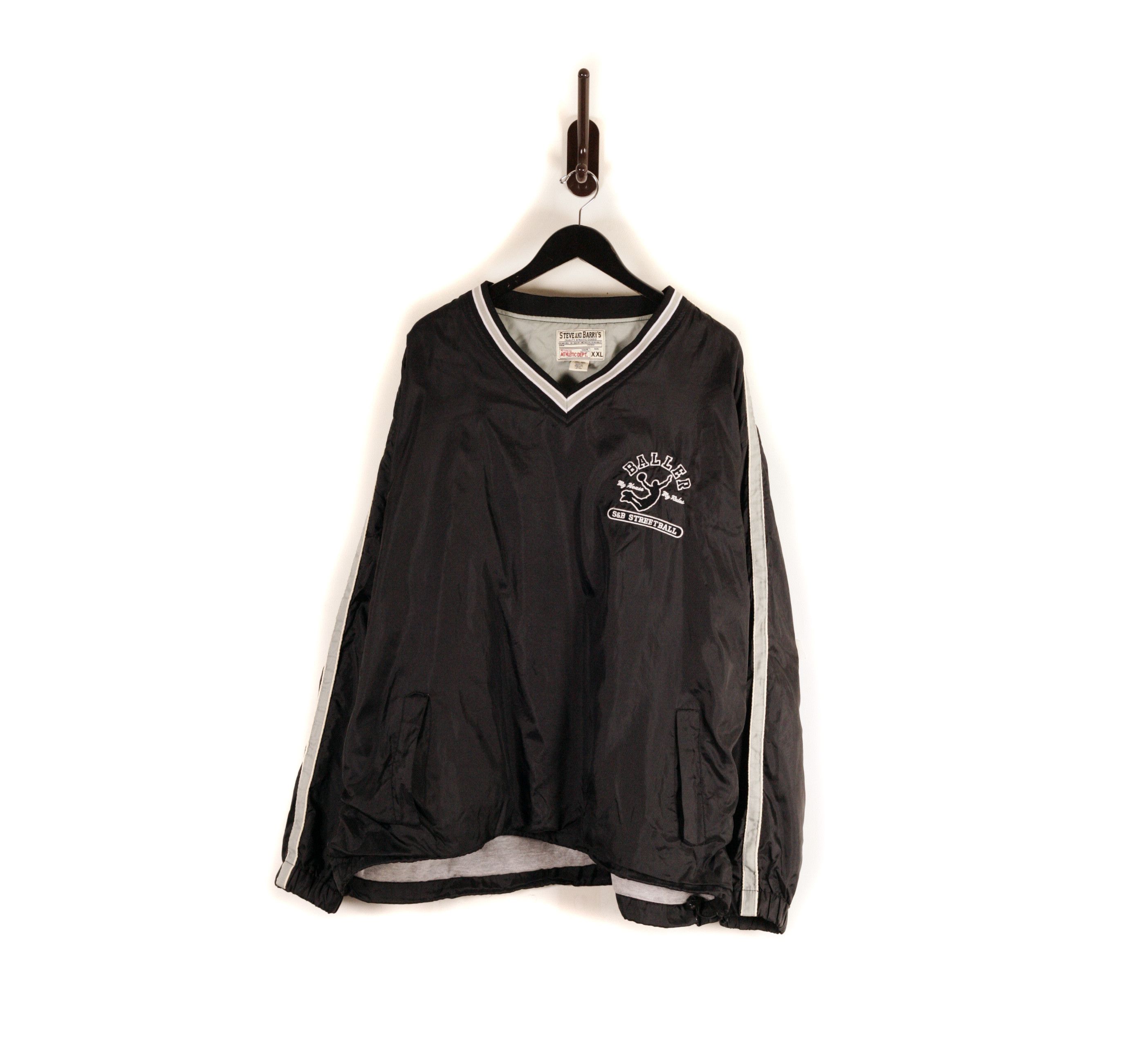 Steve And Barrys × Vintage Stripe Sleeve Nylon Pullover Jacket Hip Hop Streetwear 2XL Size US XXL / EU 58 / 5 - 1 Thumbnail