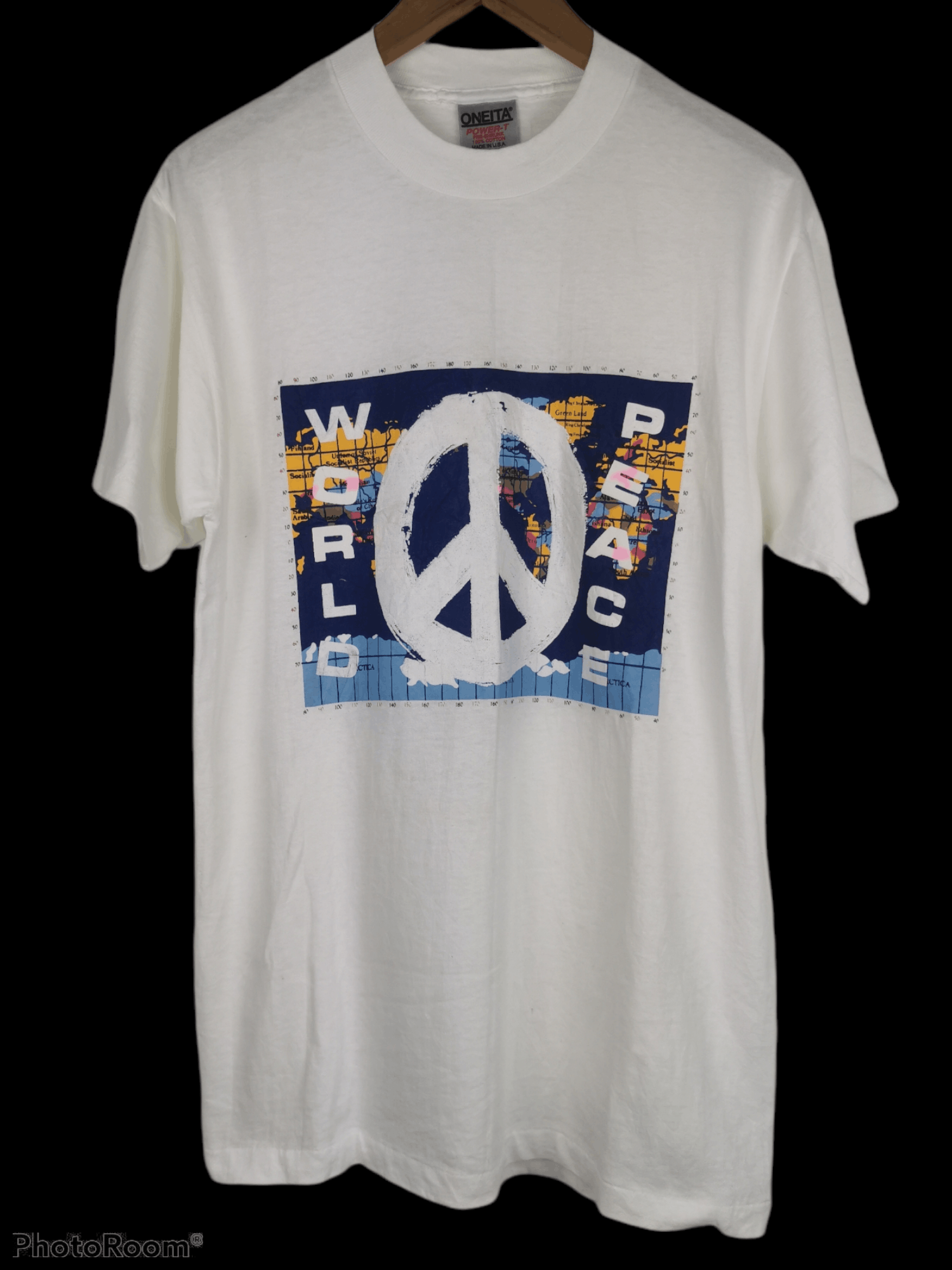 Vintage 90's Single Stitch World Peace Oneita Tee