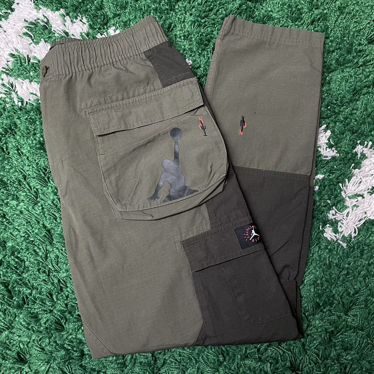 travis scott jordan cargo pant olive