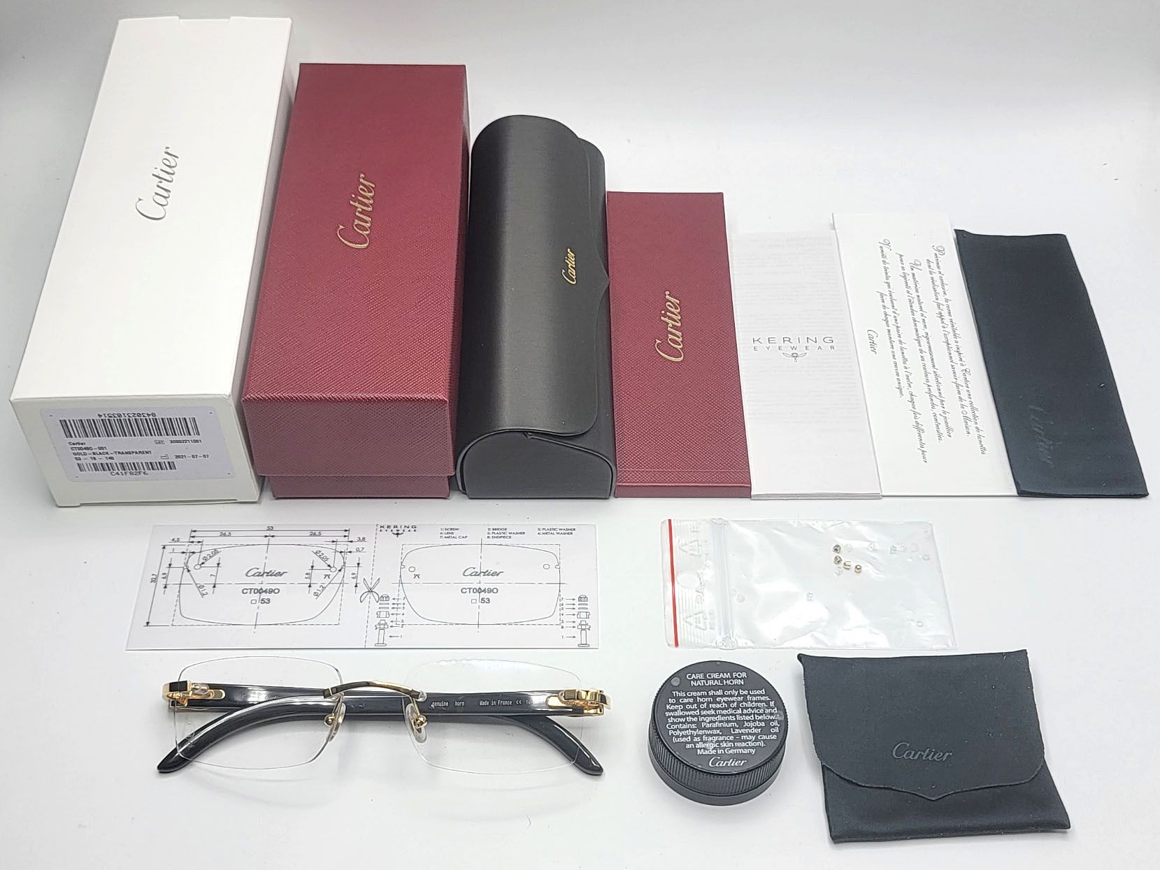 Cartier NEW! Cartier Black Buffalo Horn Glasses CT00490 Size ONE SIZE - 2 Thumbnail