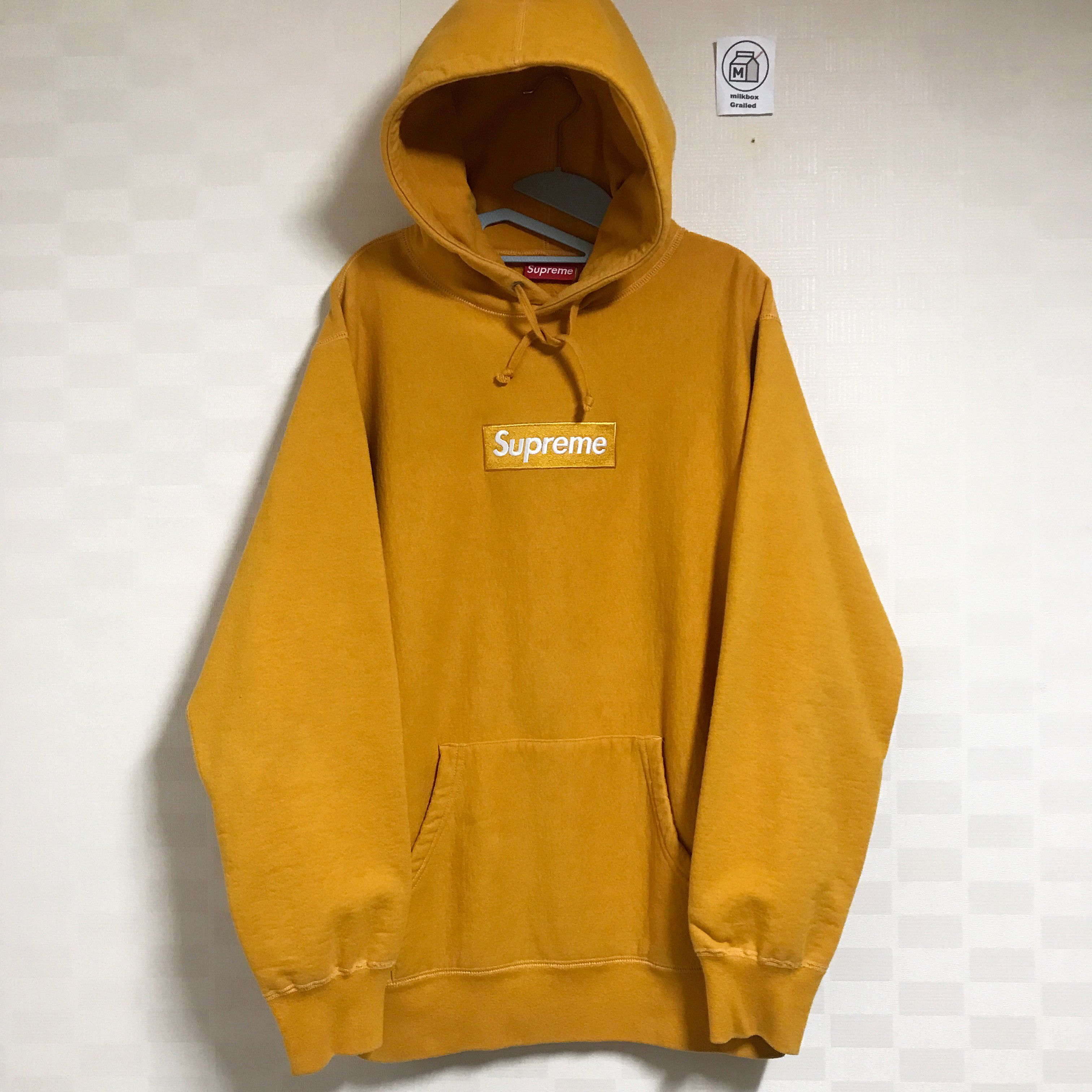 Supreme Box Logo Hooded Sweatshirt (FW21) Light Mustard - CROPZ