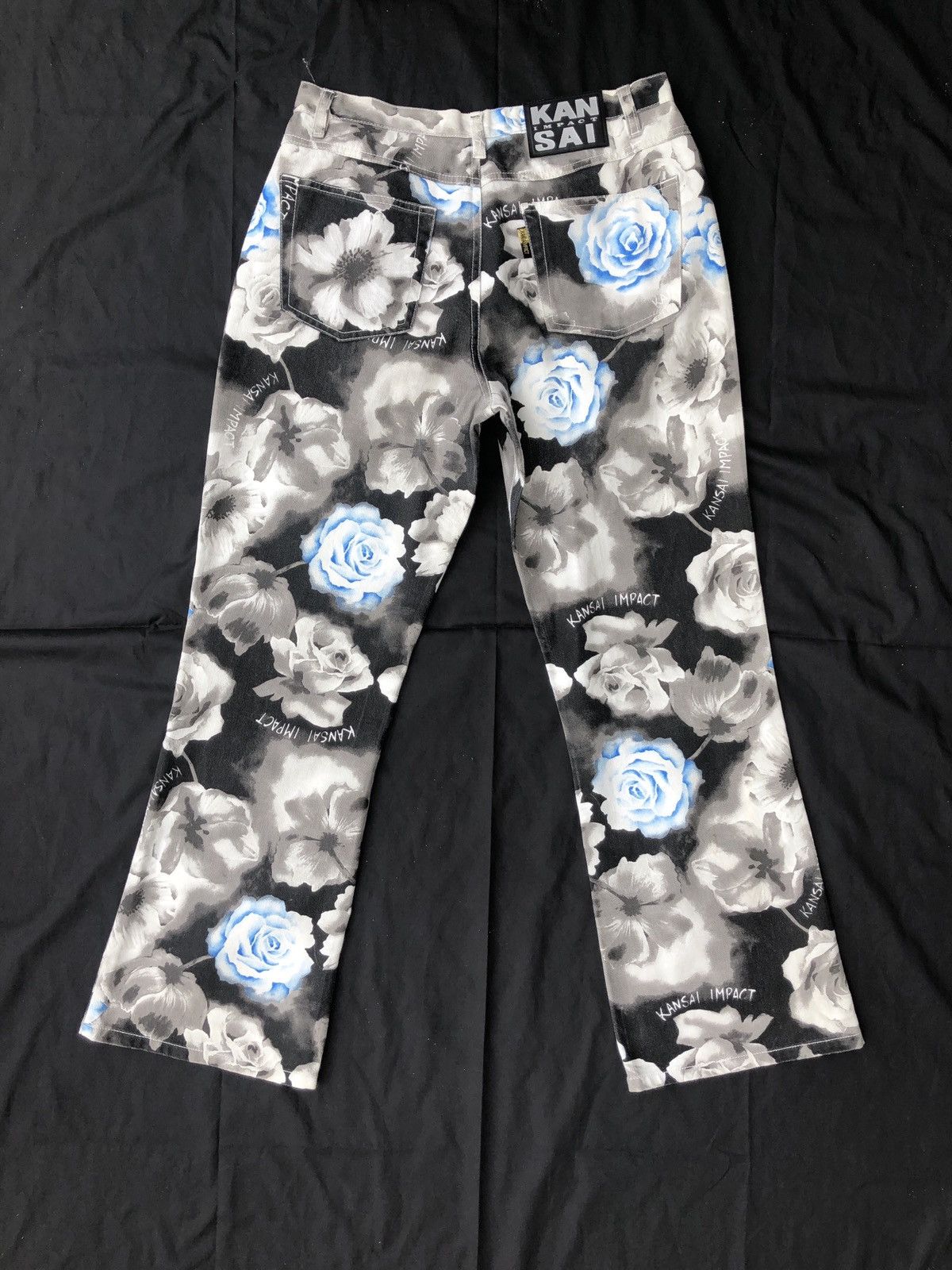 Kansai Yamamoto × Vintage Vintage Kansai Yamamoto Kansai Impact Full Print Flare Pant Size US 31 - 12 Thumbnail