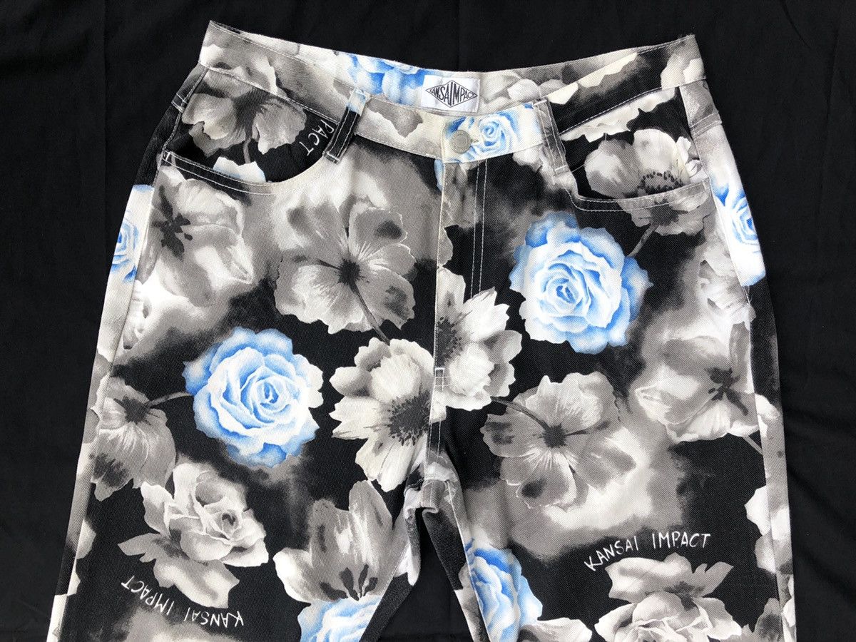 Kansai Yamamoto × Vintage Vintage Kansai Yamamoto Kansai Impact Full Print Flare Pant Size US 31 - 2 Thumbnail