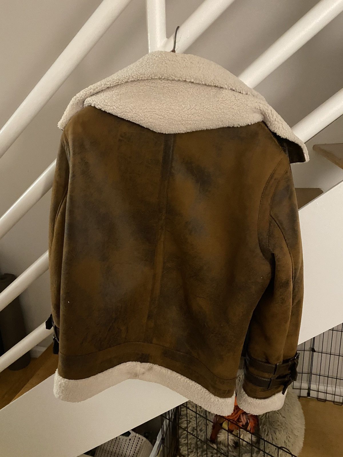 Zara Brown Sherpa Leather Jacket Size US L / EU 52-54 / 3 - 2 Preview