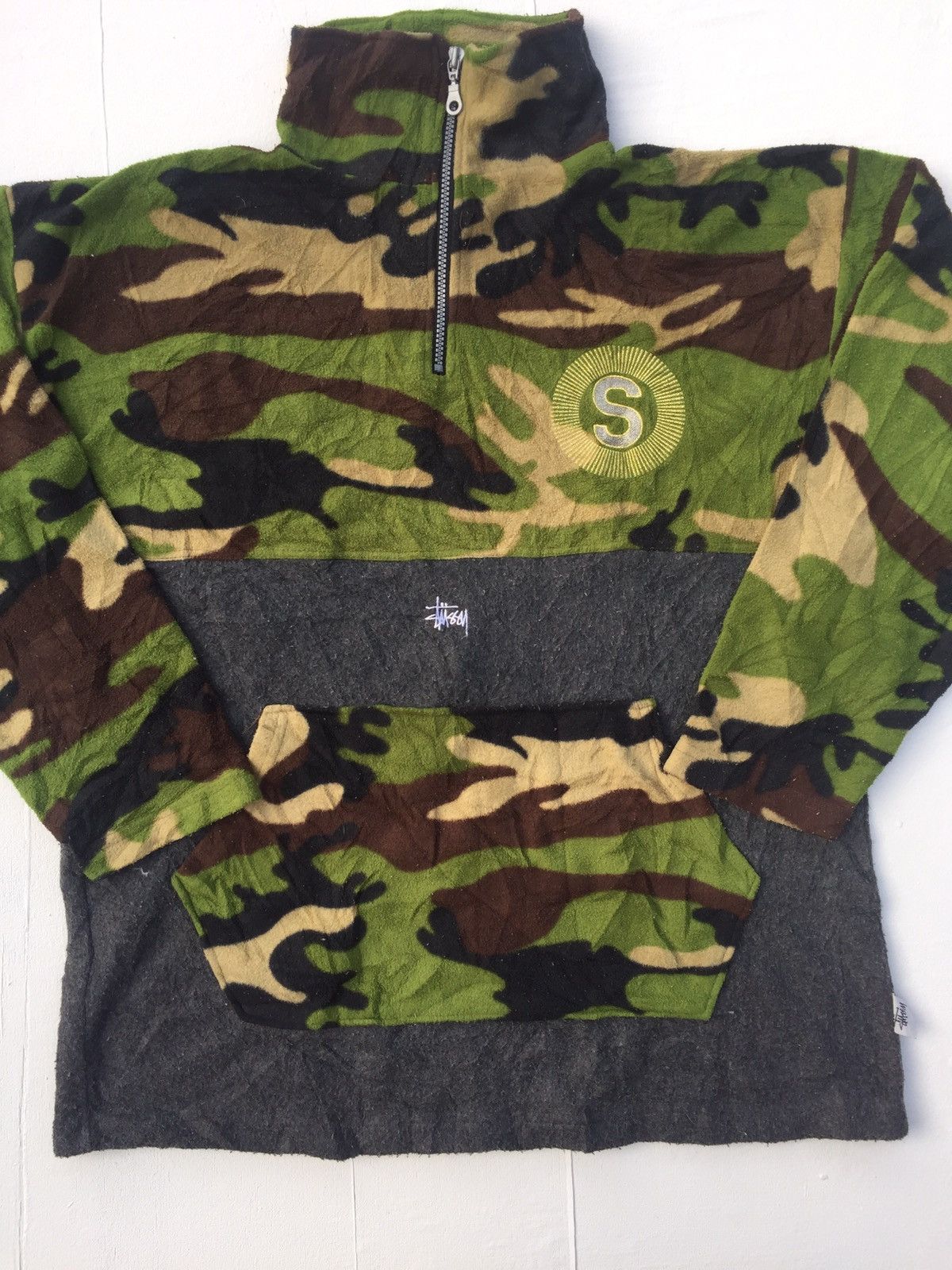 Stussy Vintage Stussy Camo Big Logo Embroidery Camouflage Fleece Size US XL / EU 56 / 4 - 2 Thumbnail