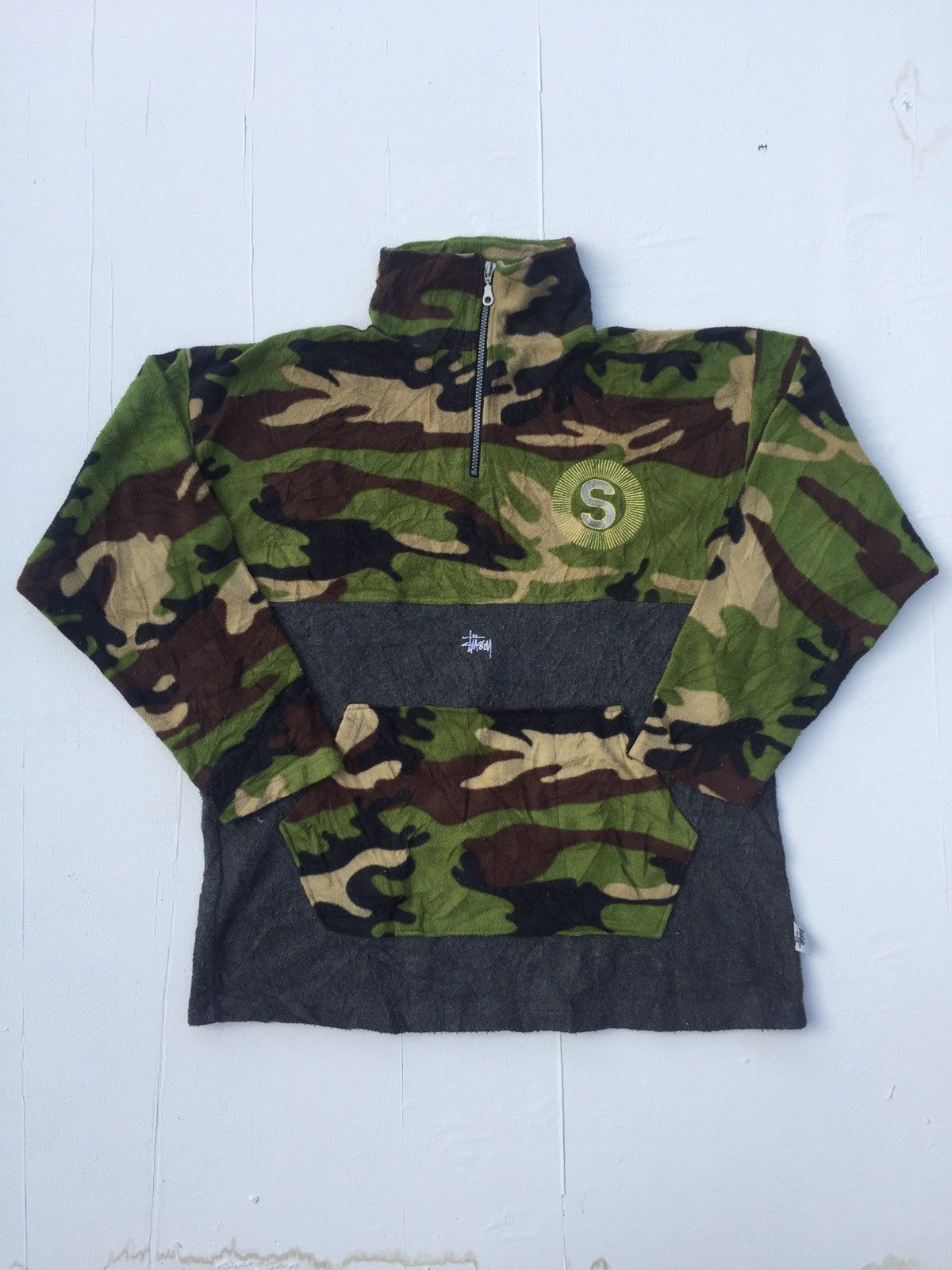 Stussy Vintage Stussy Camo Big Logo Embroidery Camouflage Fleece Size US XL / EU 56 / 4 - 1 Thumbnail
