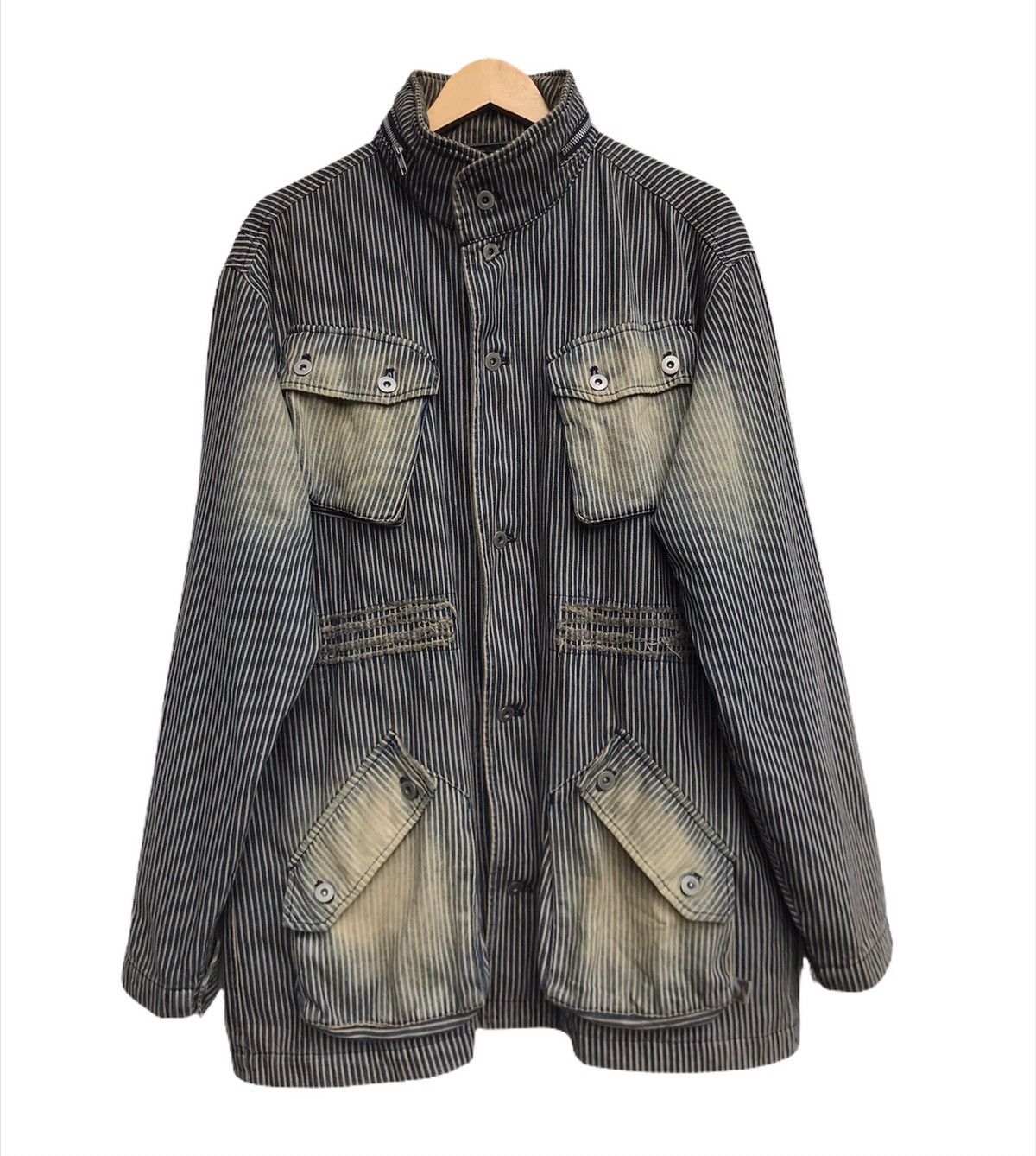 Japanese Brand Stas Street Arts Works Hickory Stripes Slank Chore Jacket Size US M / EU 48-50 / 2 - 1 Thumbnail