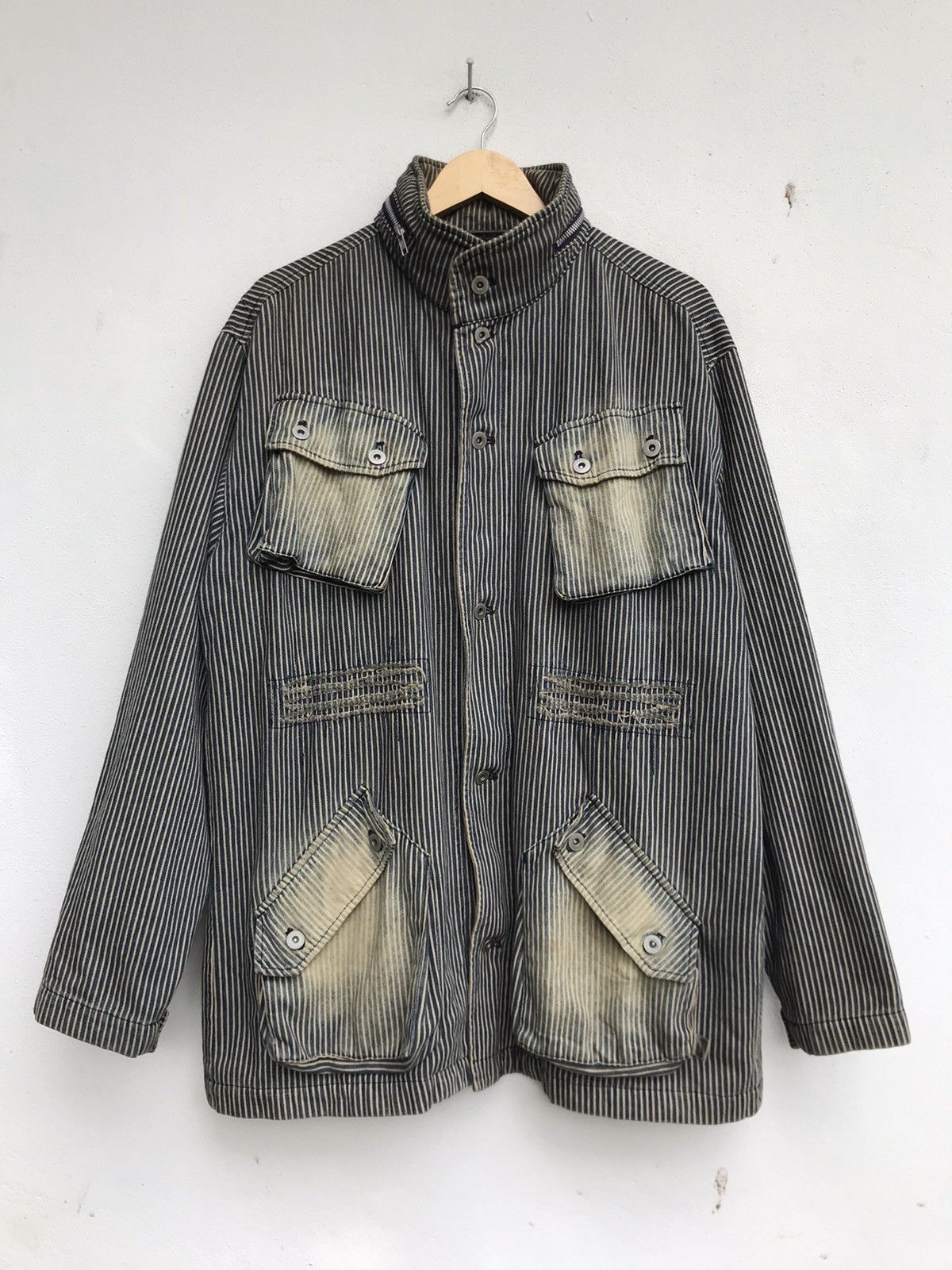 Japanese Brand Stas Street Arts Works Hickory Stripes Slank Chore Jacket Size US M / EU 48-50 / 2 - 2 Thumbnail