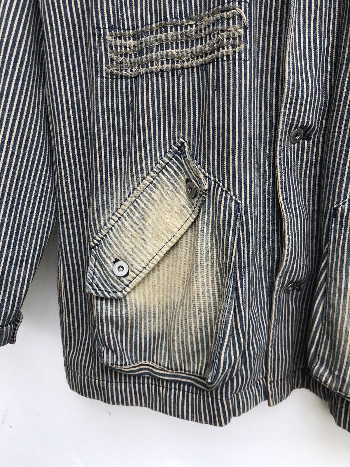 Japanese Brand Stas Street Arts Works Hickory Stripes Slank Chore Jacket Size US M / EU 48-50 / 2 - 6 Thumbnail