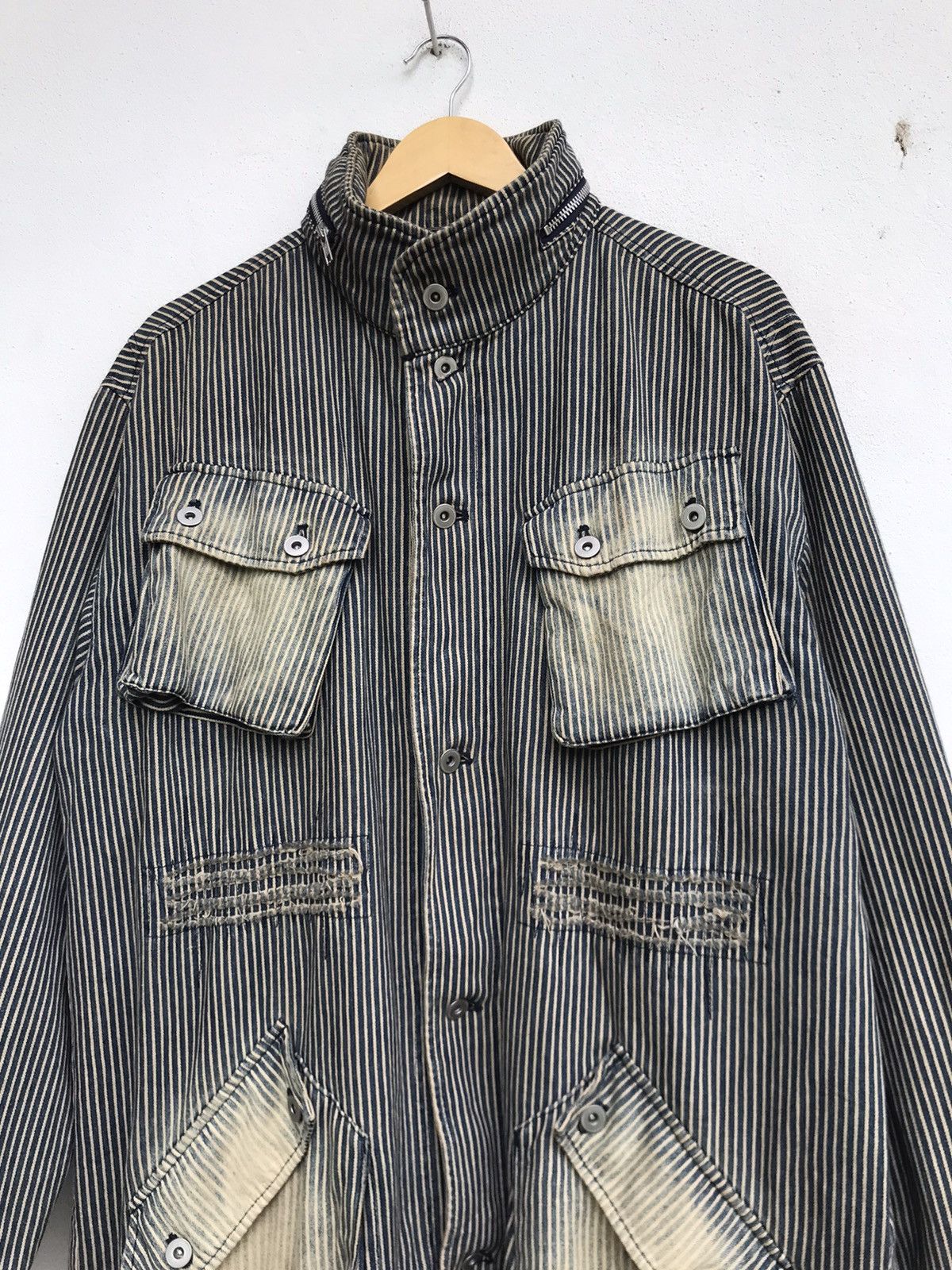 Japanese Brand Stas Street Arts Works Hickory Stripes Slank Chore Jacket Size US M / EU 48-50 / 2 - 7 Thumbnail
