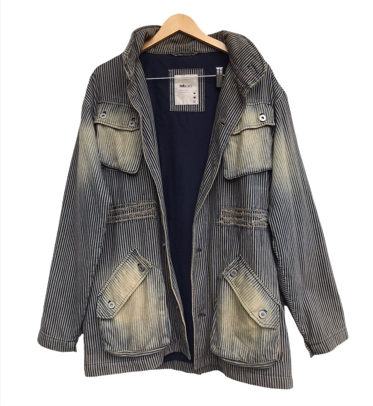 Japanese Brand Stas Street Arts Works Hickory Stripes Slank Chore Jacket Size US M / EU 48-50 / 2 - 3 Thumbnail