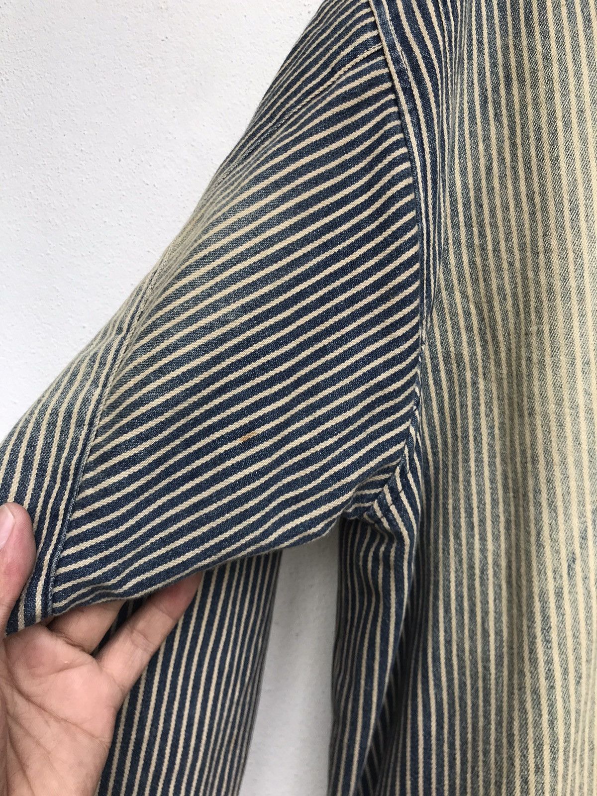 Japanese Brand Stas Street Arts Works Hickory Stripes Slank Chore Jacket Size US M / EU 48-50 / 2 - 11 Thumbnail