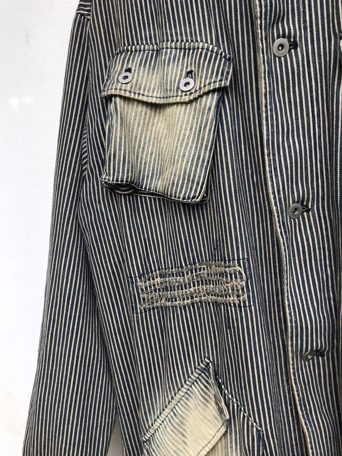 Japanese Brand Stas Street Arts Works Hickory Stripes Slank Chore Jacket Size US M / EU 48-50 / 2 - 9 Thumbnail