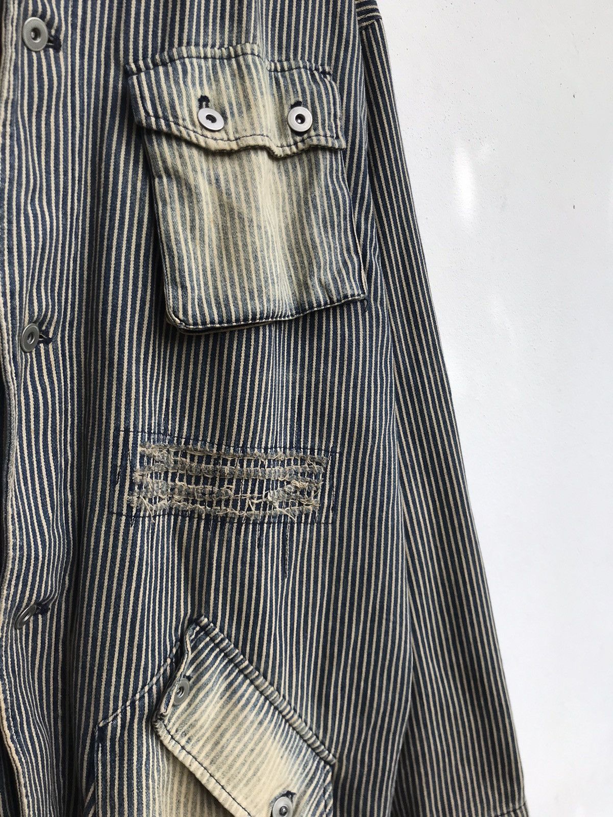 Japanese Brand Stas Street Arts Works Hickory Stripes Slank Chore Jacket Size US M / EU 48-50 / 2 - 8 Thumbnail