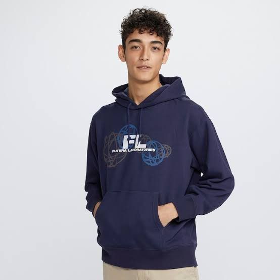 Futura Futura Laboratories x Uniqlo Logo Navy Blue Hoodie Size US L / EU 52-54 / 3 - 7 Thumbnail