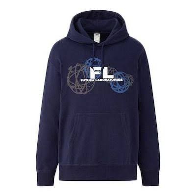 Futura Futura Laboratories x Uniqlo Logo Navy Blue Hoodie Size US L / EU 52-54 / 3 - 6 Thumbnail