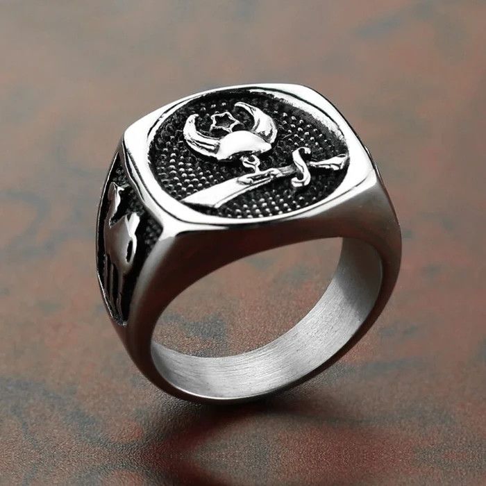 Jewelry Heavy Metal Islam Ring Star Moon Scimitar Ring Finge