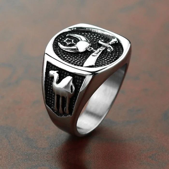 Jewelry Heavy Metal Islam Ring Star Moon Scimitar Ring Finge
