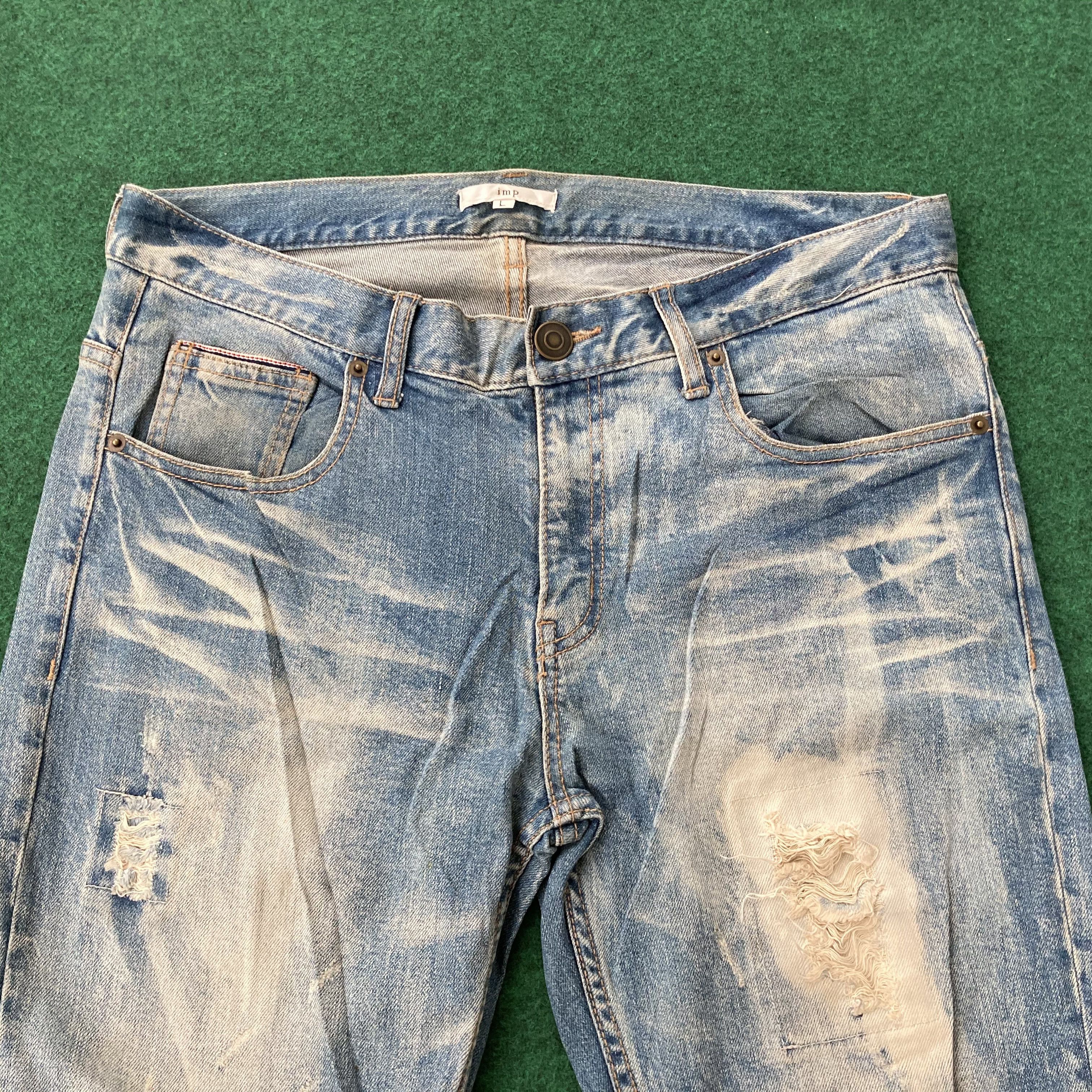 Japanese Brand Imp Distressed Ripped Grunge Punk Denim Retro Rare Jeans Size US 35 - 4 Thumbnail