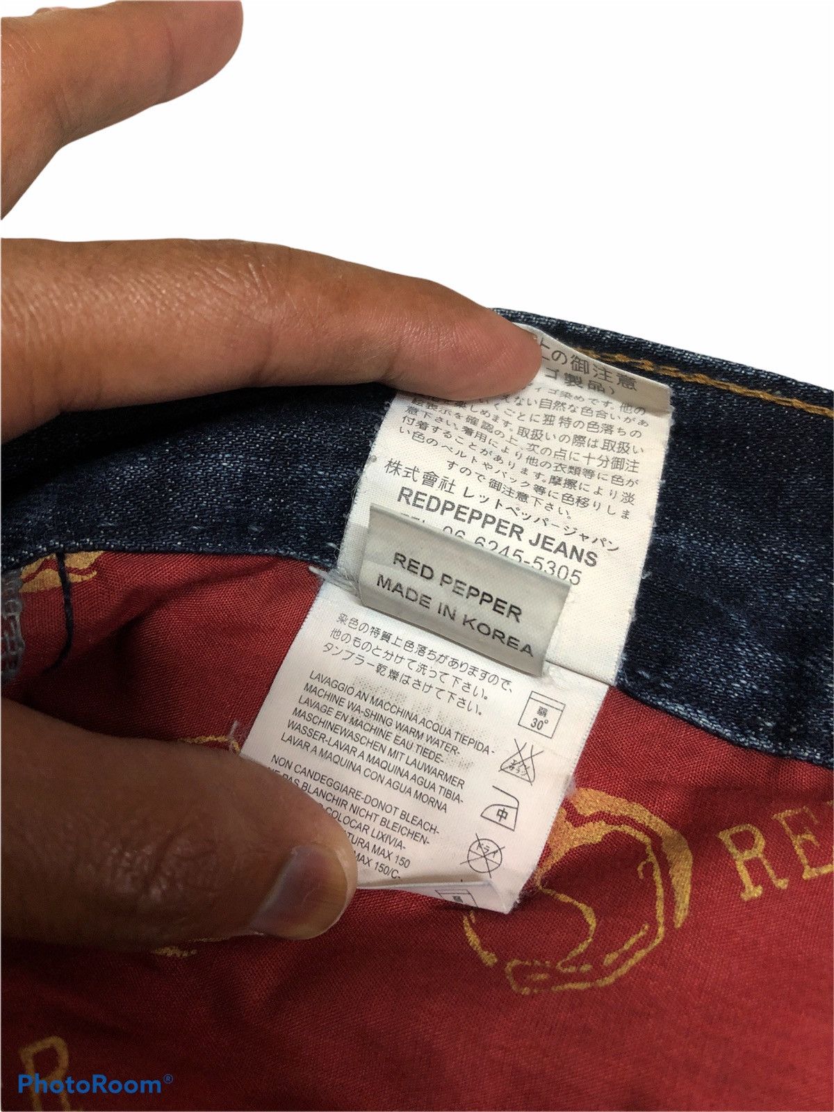 Japanese Brand SPELL OUT BIG LOGO RED PEPPER DENIM Size US 32 / EU 48 - 8 Thumbnail