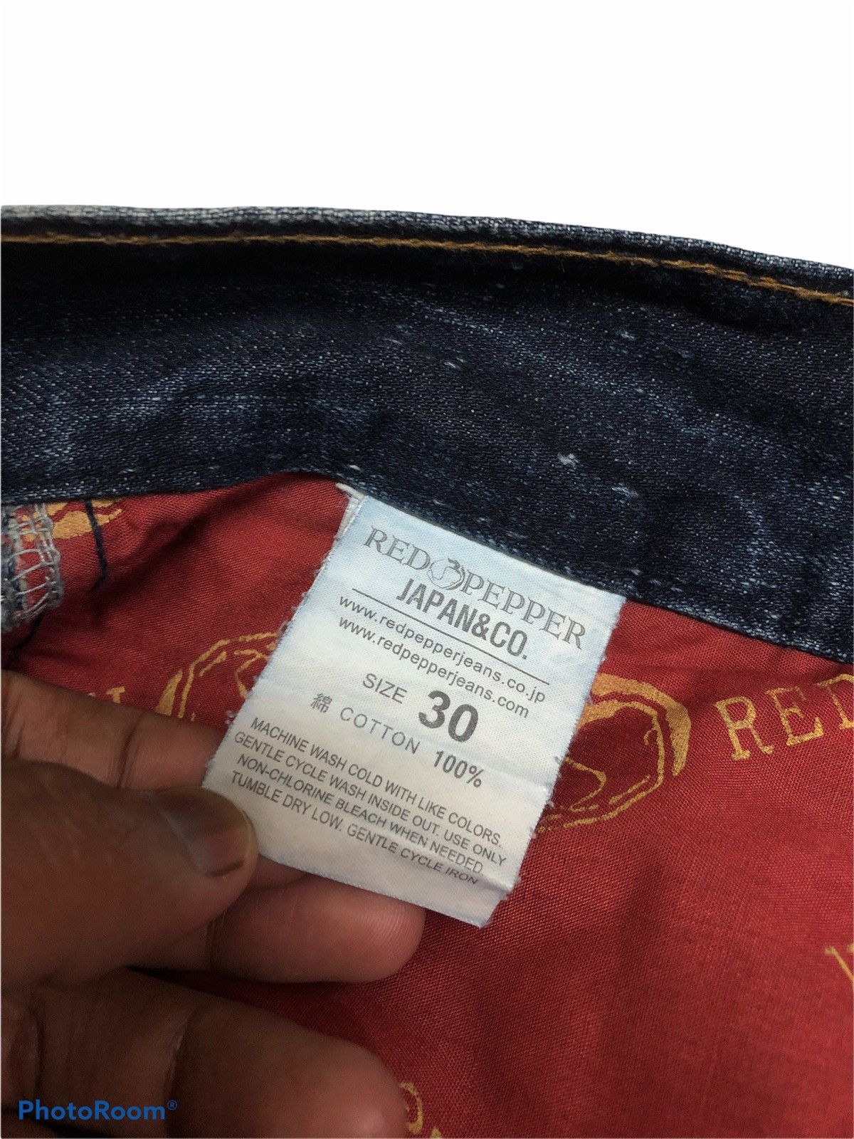 Japanese Brand SPELL OUT BIG LOGO RED PEPPER DENIM Size US 32 / EU 48 - 7 Thumbnail