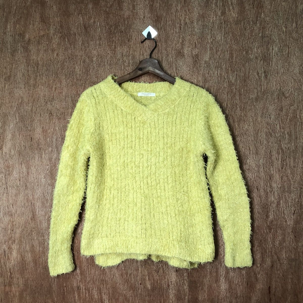 image of Homespun Knitwear Chocol Raffine Shag Shaggy Fur Mohair Knitwear 6527 in Yellow, Women's (Size Medi