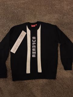 Supreme Vertical Logo Panel Crewneck | Grailed