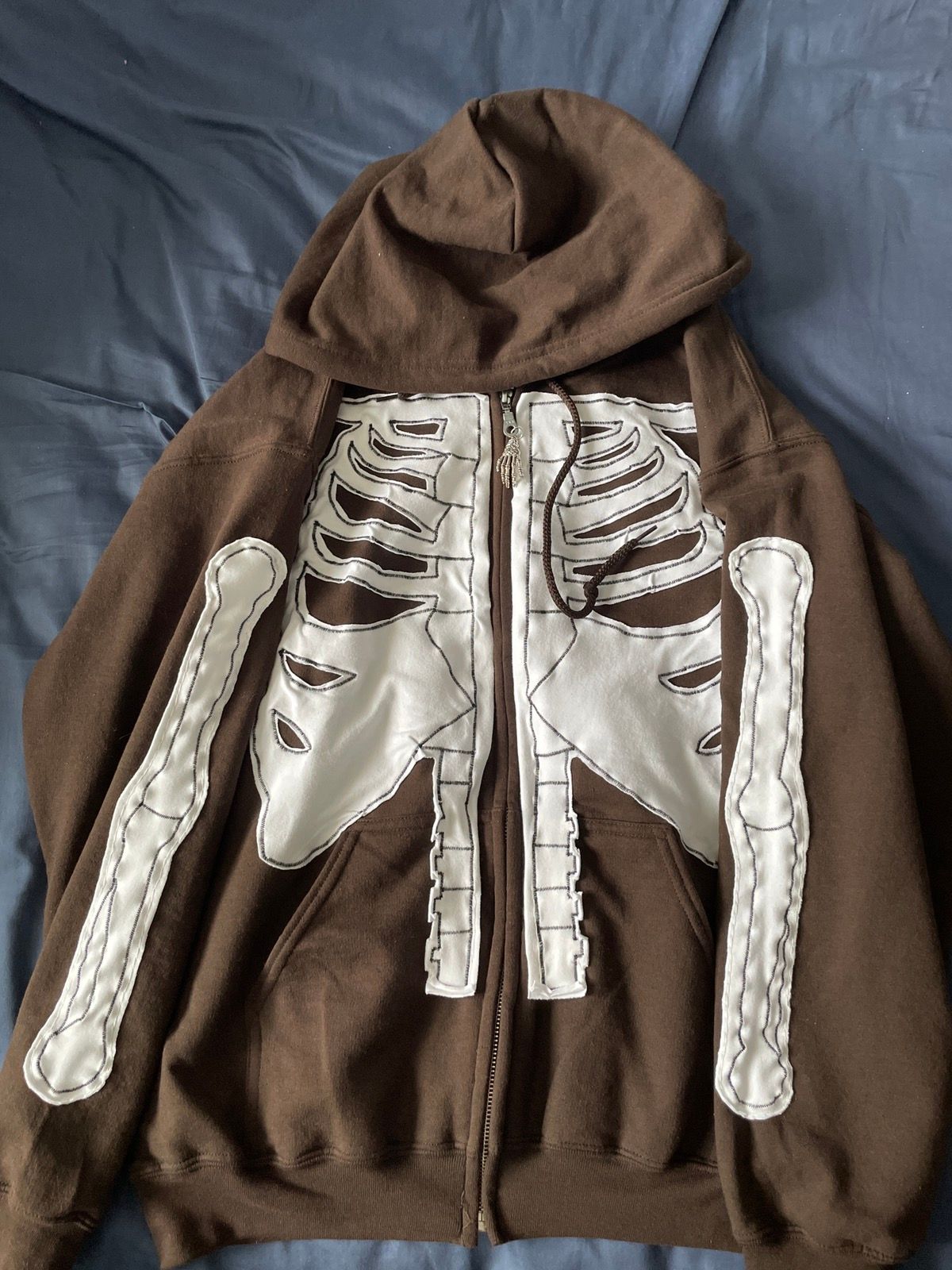 Vintage Custom Brown Cyber Y2K Skeleton Zip Up Hoodie/Sweater Size US L / EU 52-54 / 3 - 1 Preview