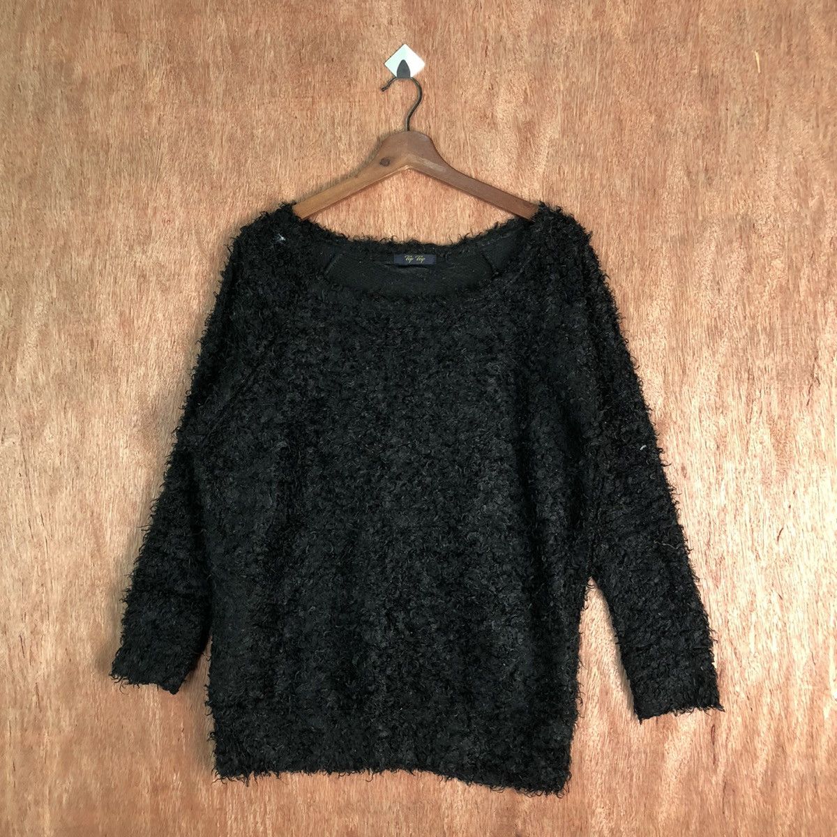 Homespun Knitwear Tip Top Black Shag Shaggy Fur Mohair Knitwear #6519 Size US S / EU 44-46 / 1 - 1 Thumbnail