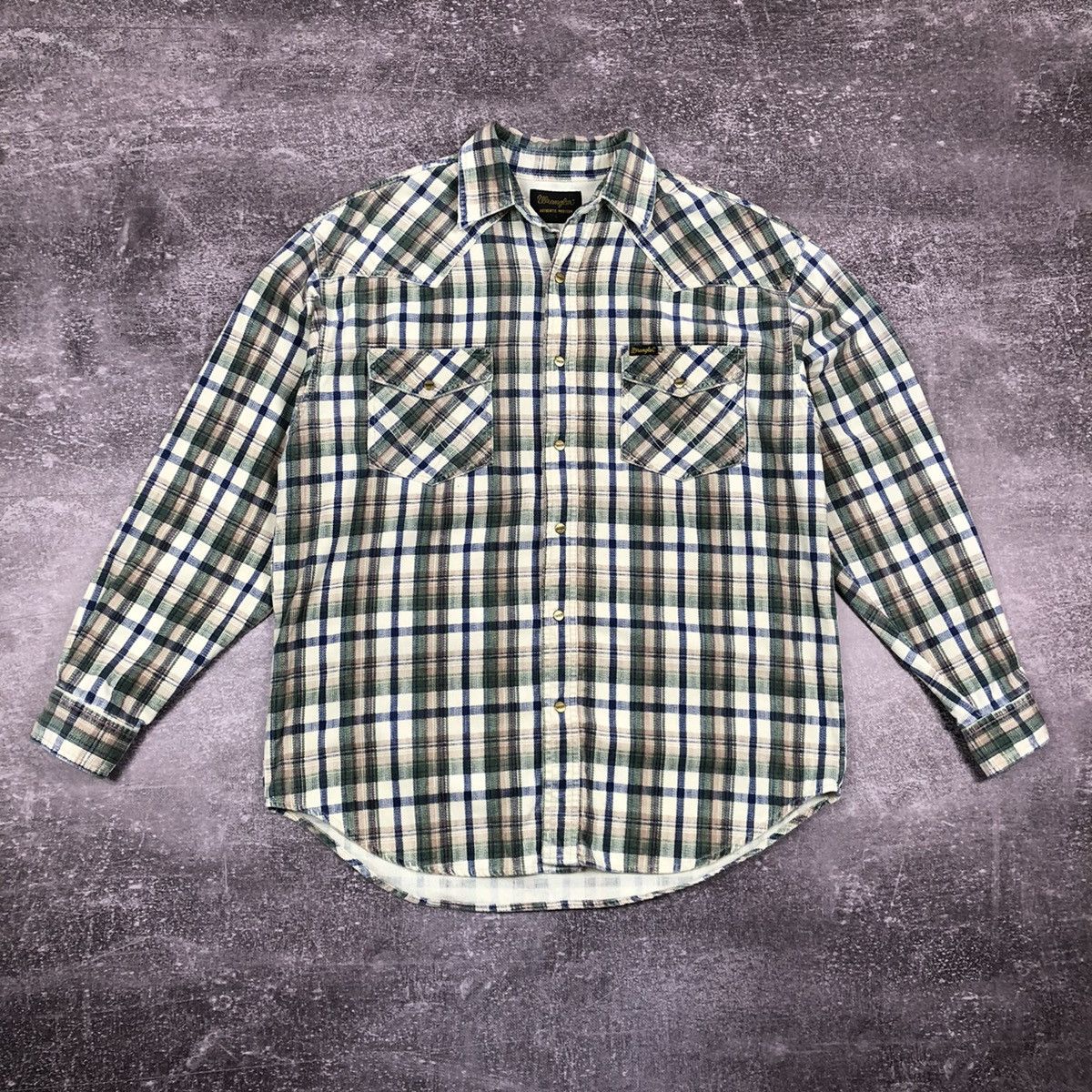 Vintage Vintage Wrangler Western Checkered Shirt Size US L / EU 52-54 / 3 - 1 Thumbnail