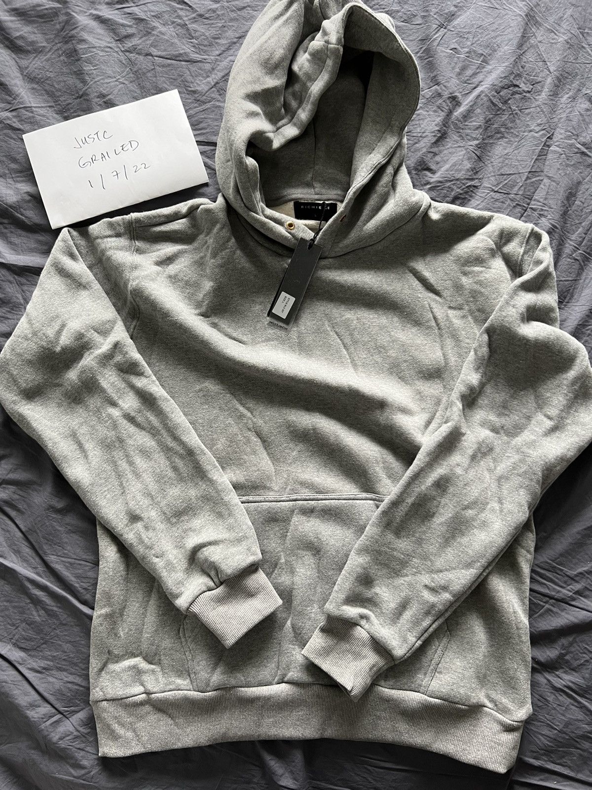Richie Le Gold Eyelet Daily Hoodie Gray Large