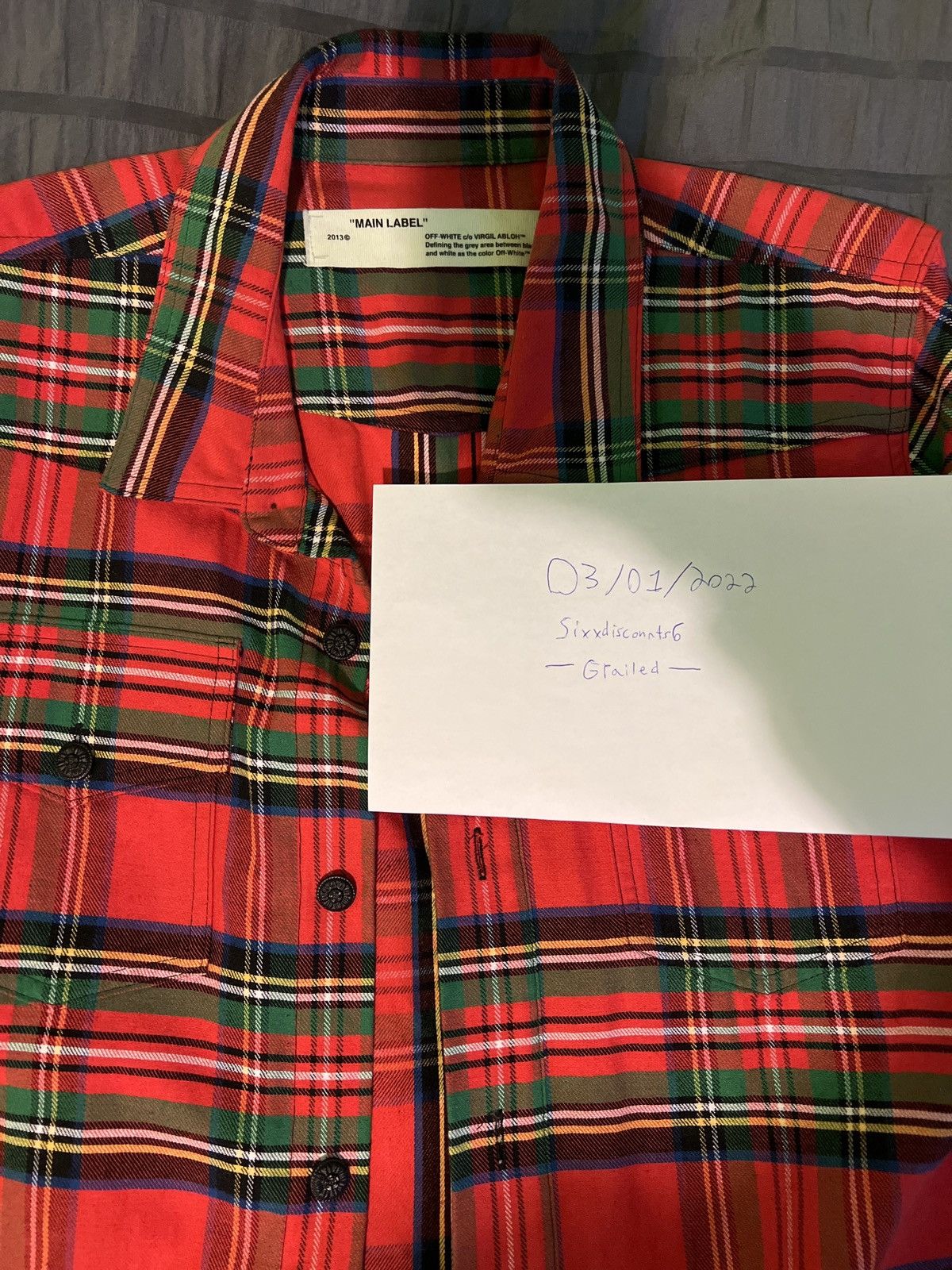 Off White Diag Spray Check Flannel Shirt Grailed