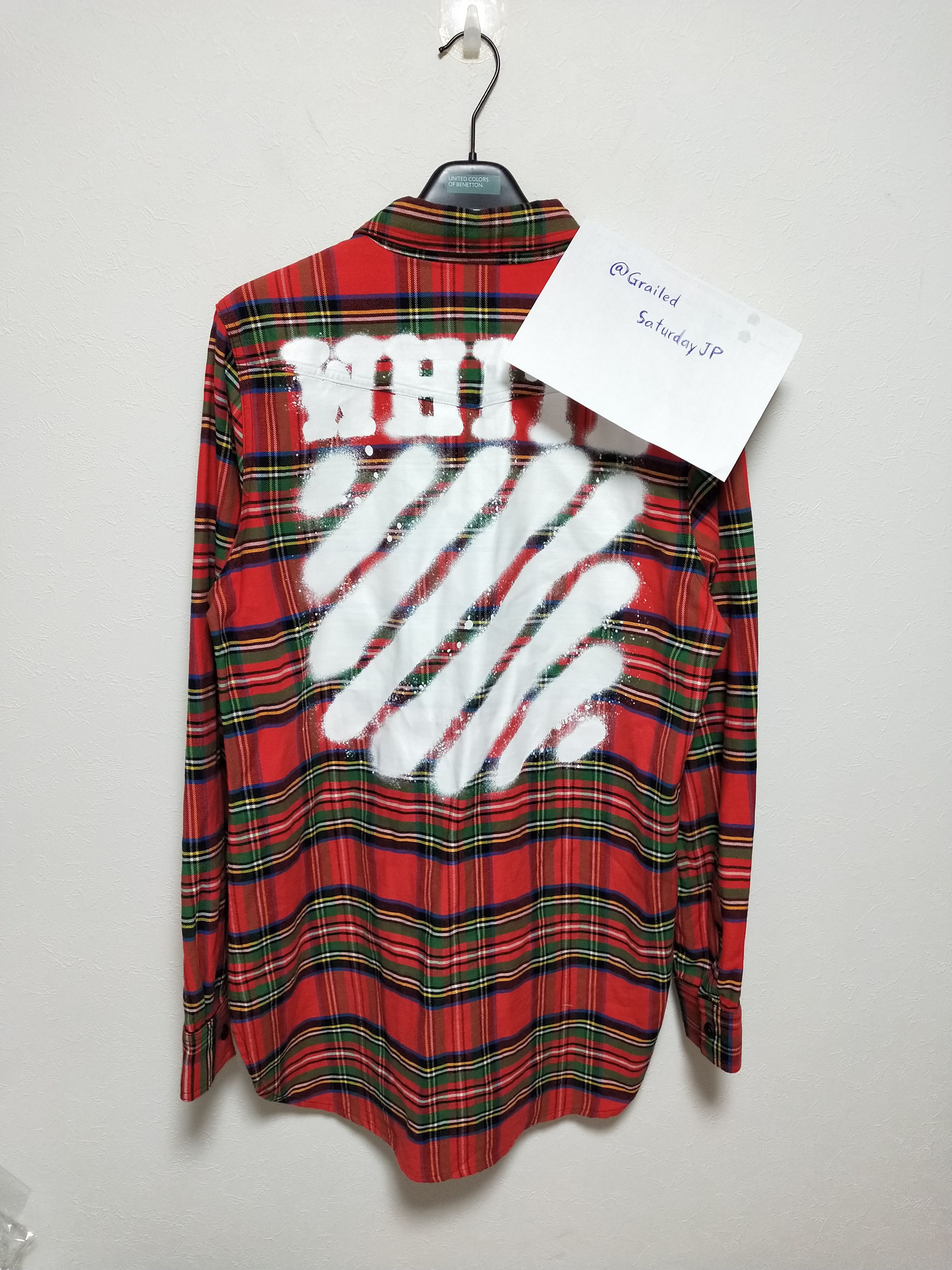 シャツ off-white DIAG SPRAY CHECK SHIRT   Lsize Off-White Diagonal Spray Check Flannel Shirt | Grailed