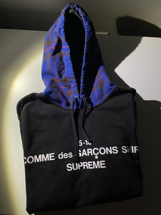 Cdg supreme clearance plaid hoodie