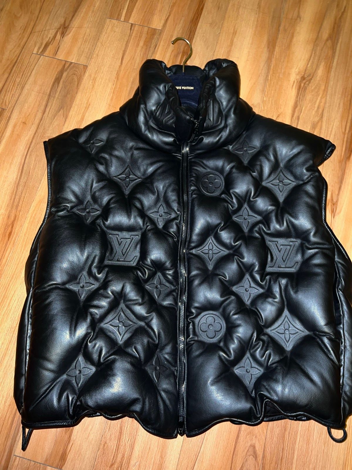 Louis Vuitton Black Leather 'Boyhood' Puffer Vest