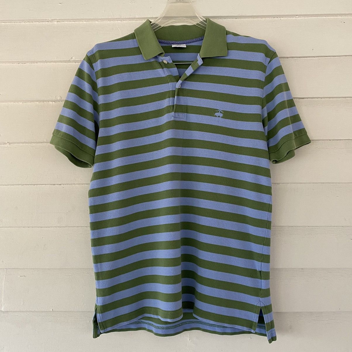 Brooks Brothers Brooks Brothers 346 Polo Shirt Stripes Green/Blue Slim ...