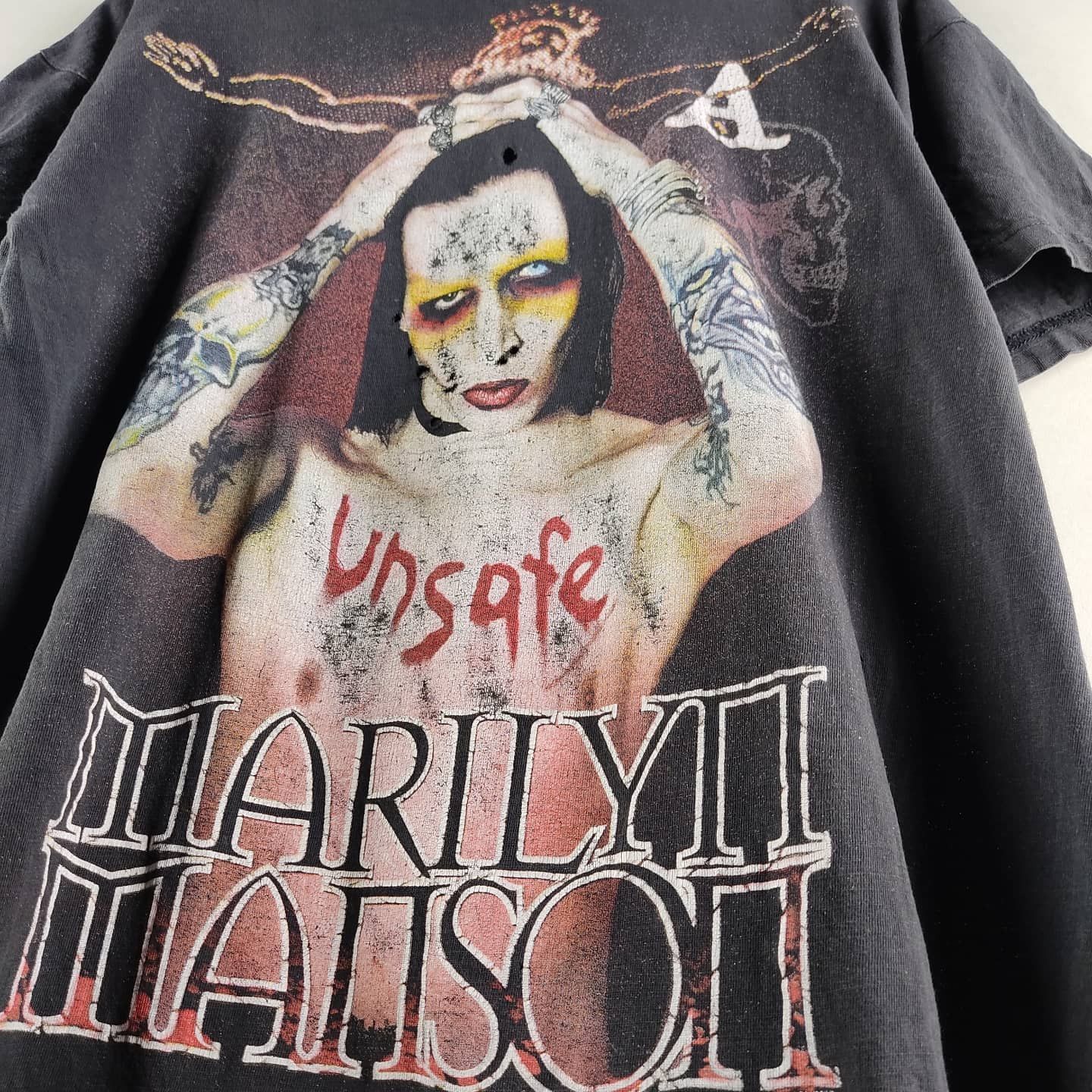 Band Tees × Marilyn Manson × Vintage 2002 Marilyn Manson Unsafe Size US L / EU 52-54 / 3 - 2 Thumbnail