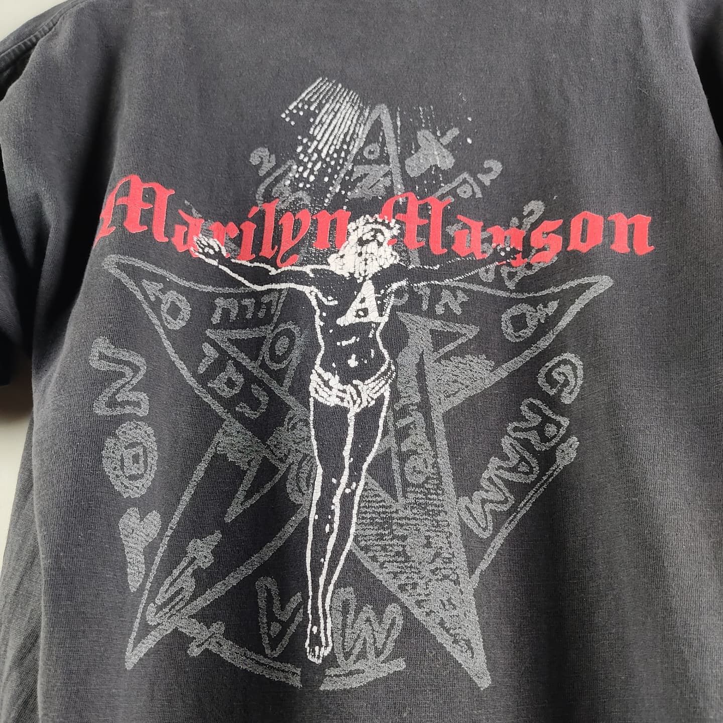 Band Tees × Marilyn Manson × Vintage 2002 Marilyn Manson Unsafe Size US L / EU 52-54 / 3 - 9 Thumbnail