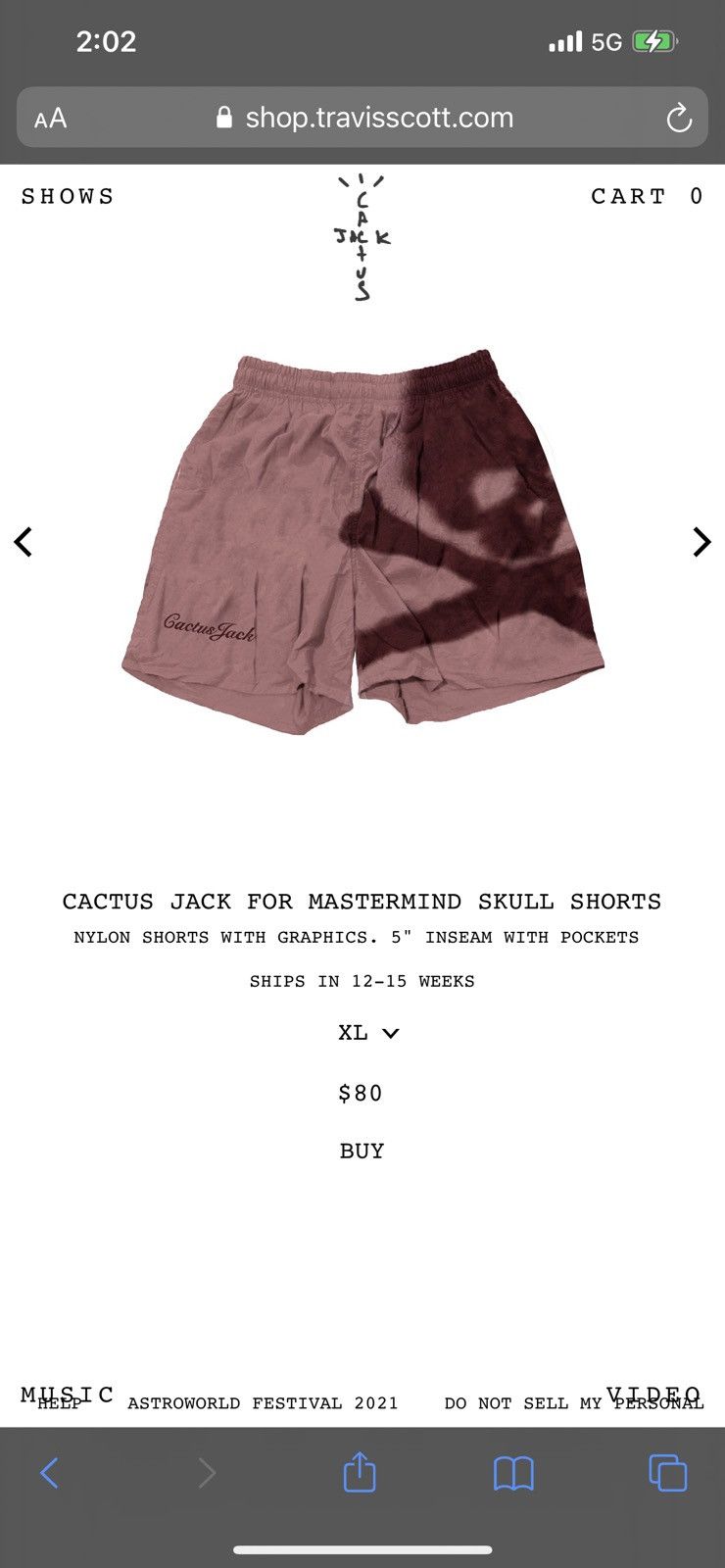 Travis Scott Cactus Jack Mastermind Skull Shorts | Grailed